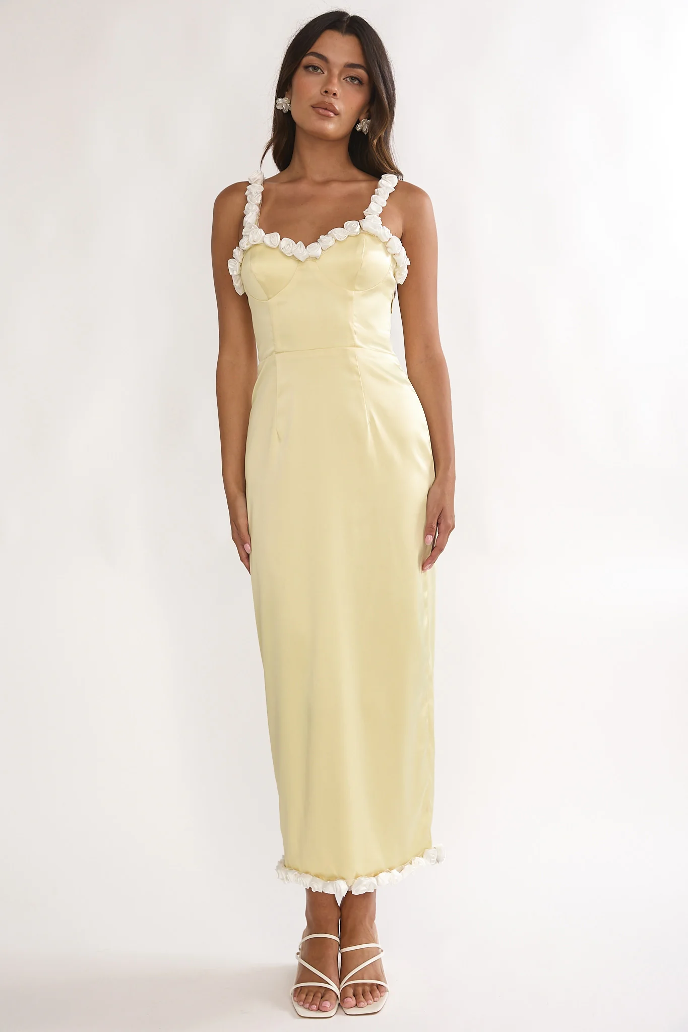 Delyse Rosette Trim Maxi Dress Yellow - Image 5