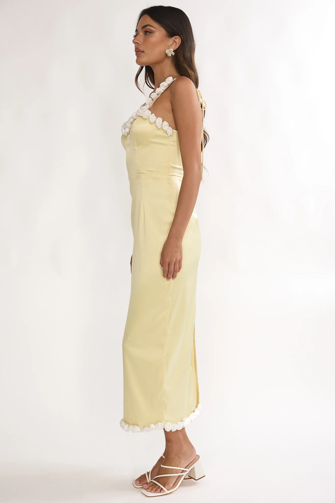 Delyse Rosette Trim Maxi Dress Yellow - Image 6
