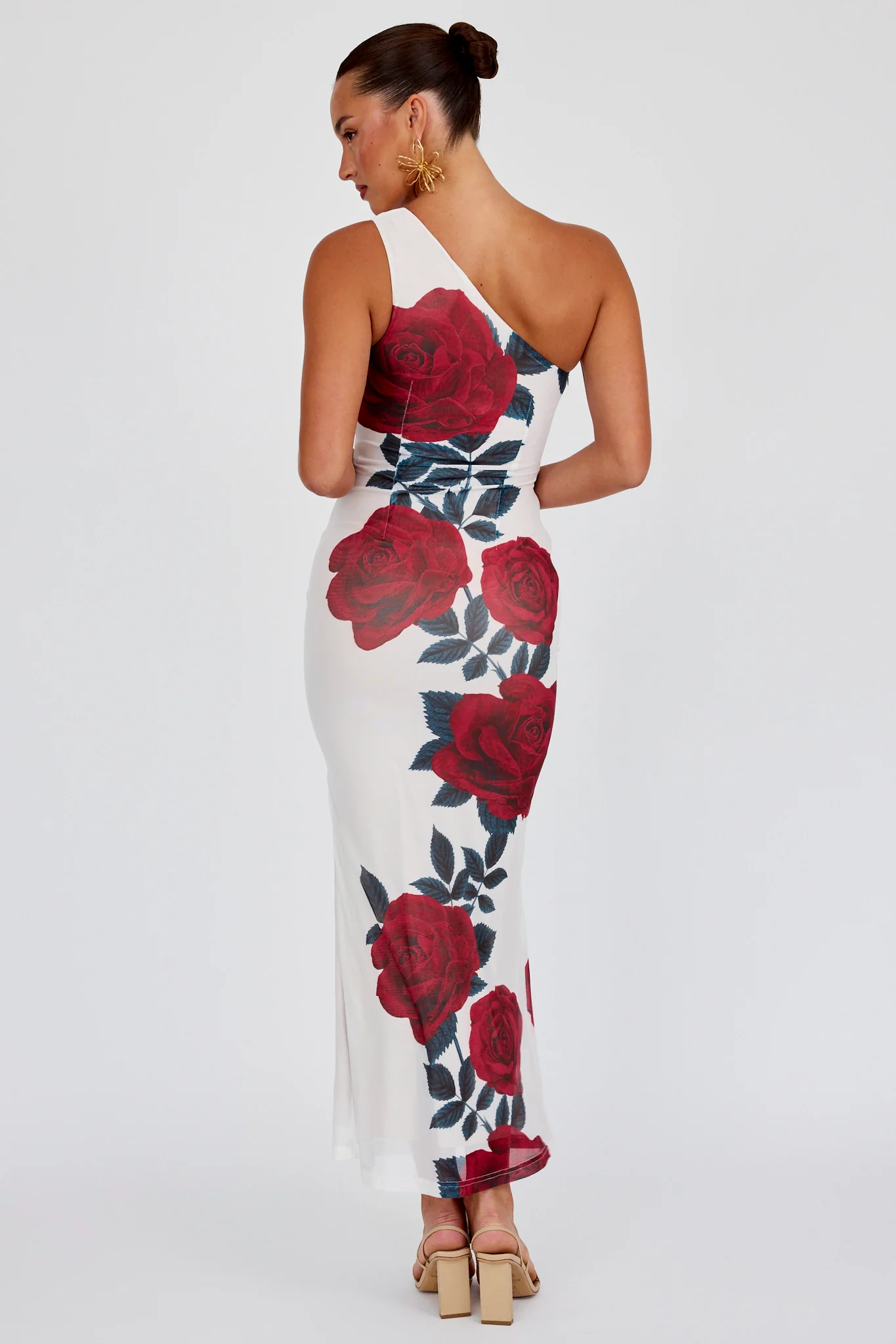 Desiree One Shoulder Mesh Maxi Dress Rose - Image 3