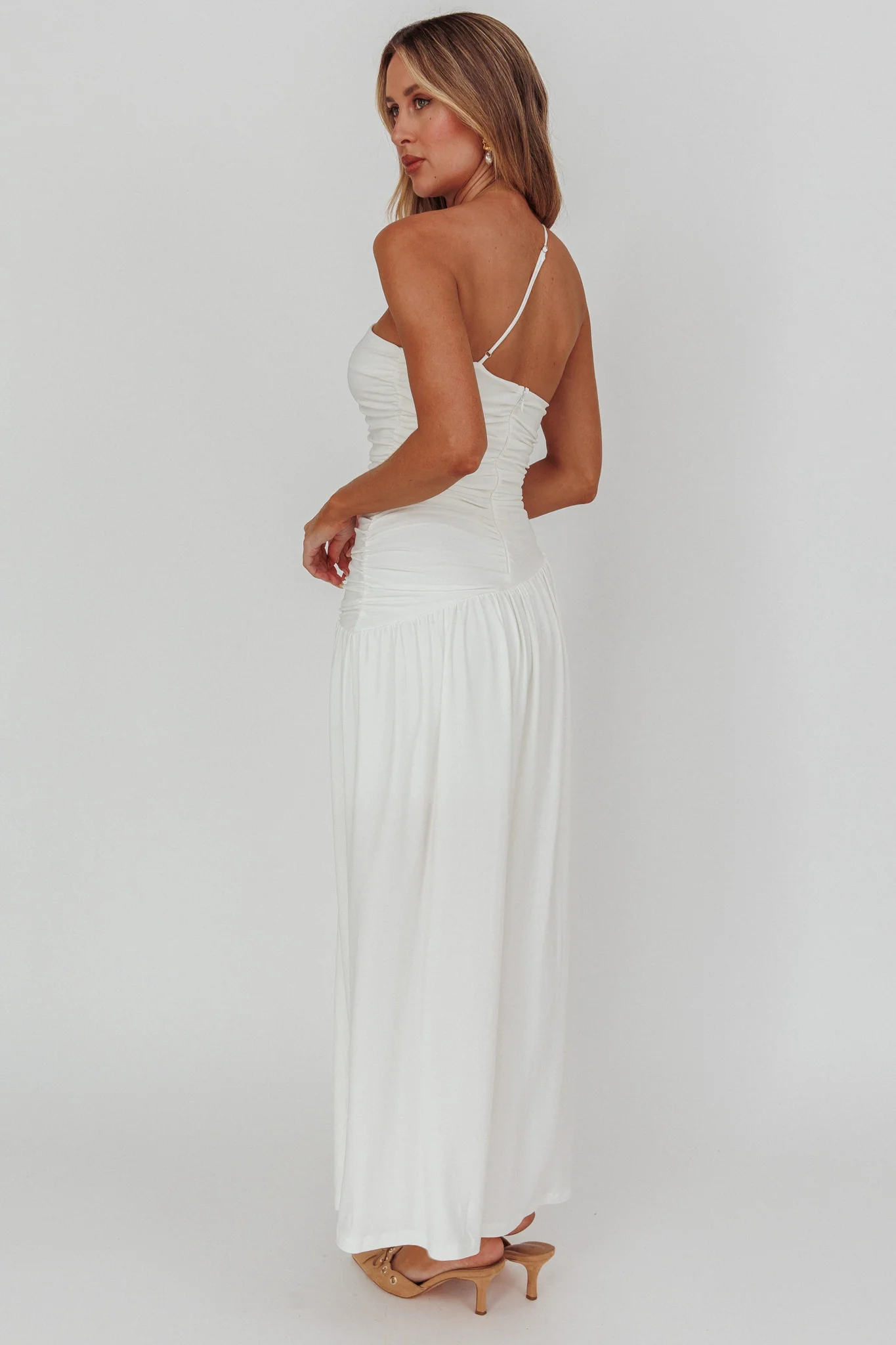 Destination One-Shoulder Maxi Dress White - Image 2