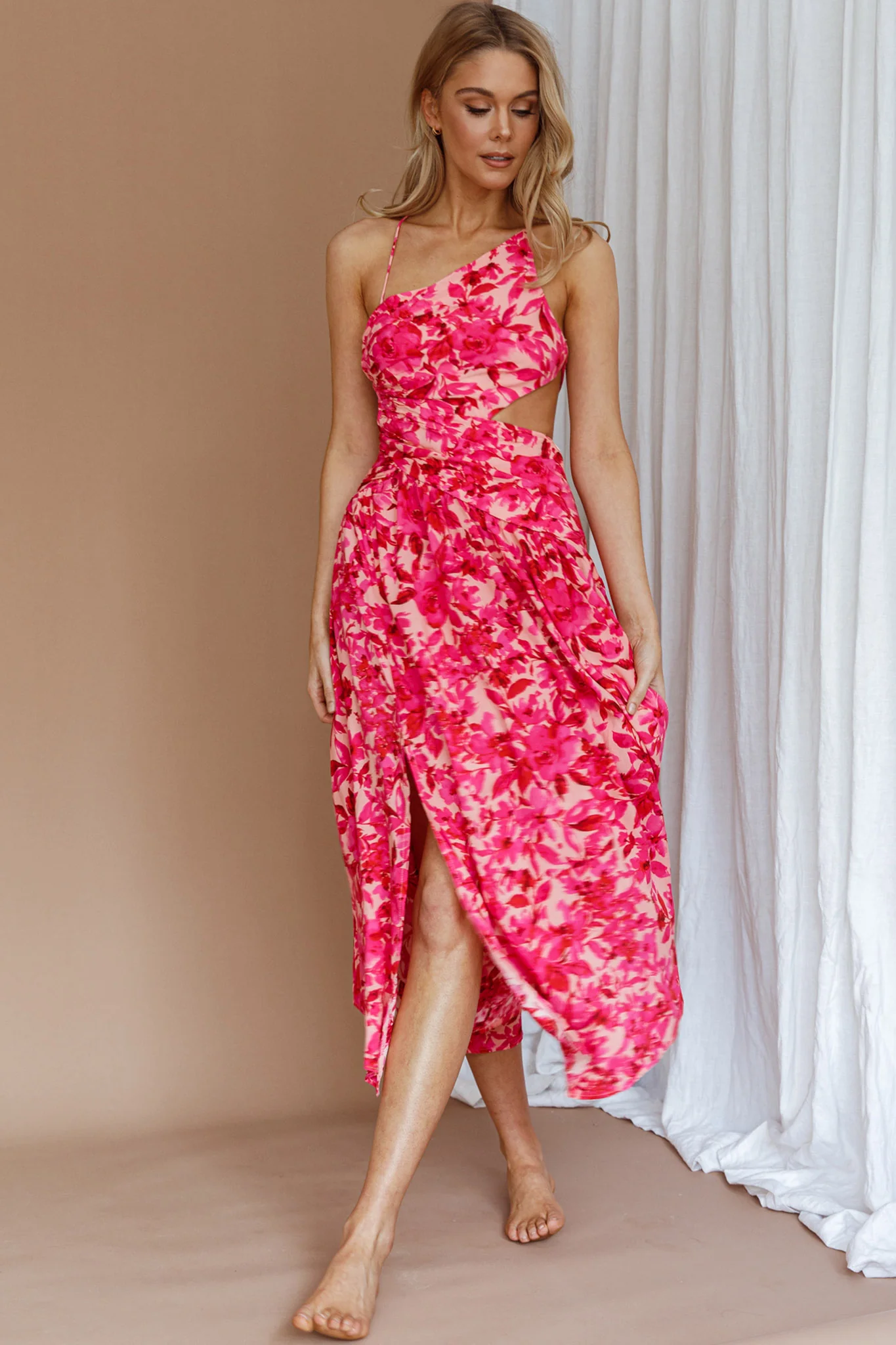 Destination Open Back Midi Dress Floral Pink - Image 7