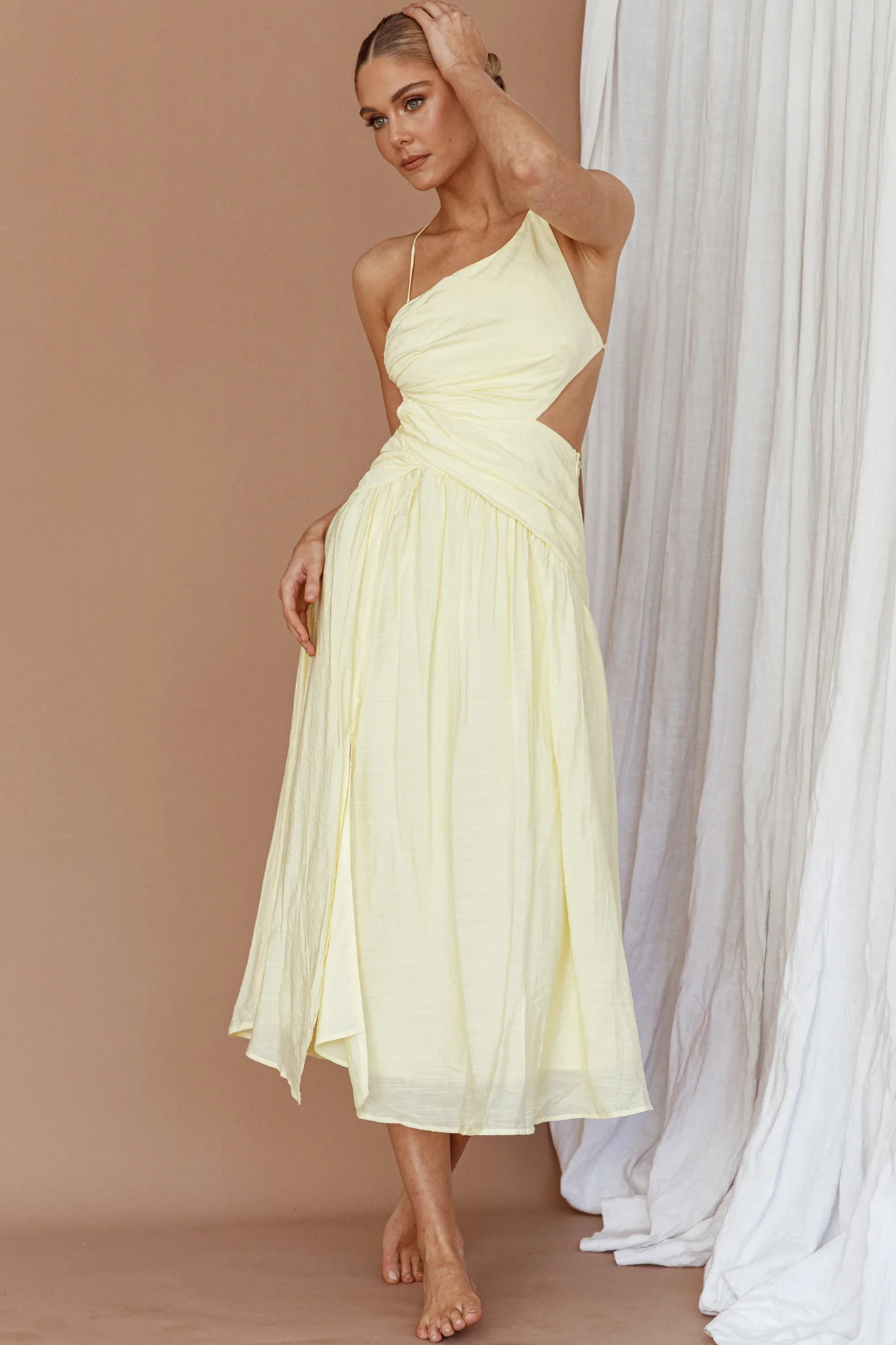 Destination Open Back Midi Dress Lemon - Image 8