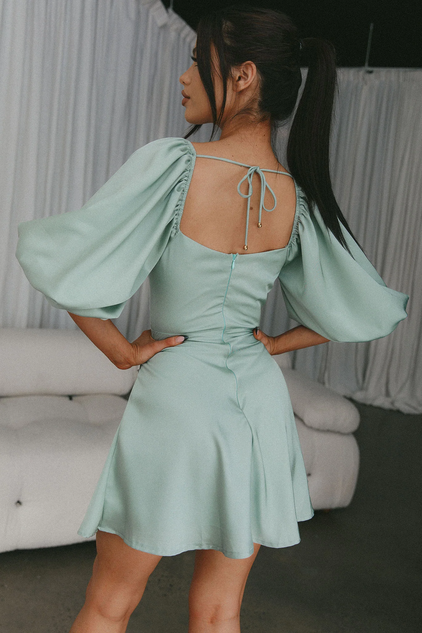 Devoted Structured Bust A-Line Dress Sage - Image 2