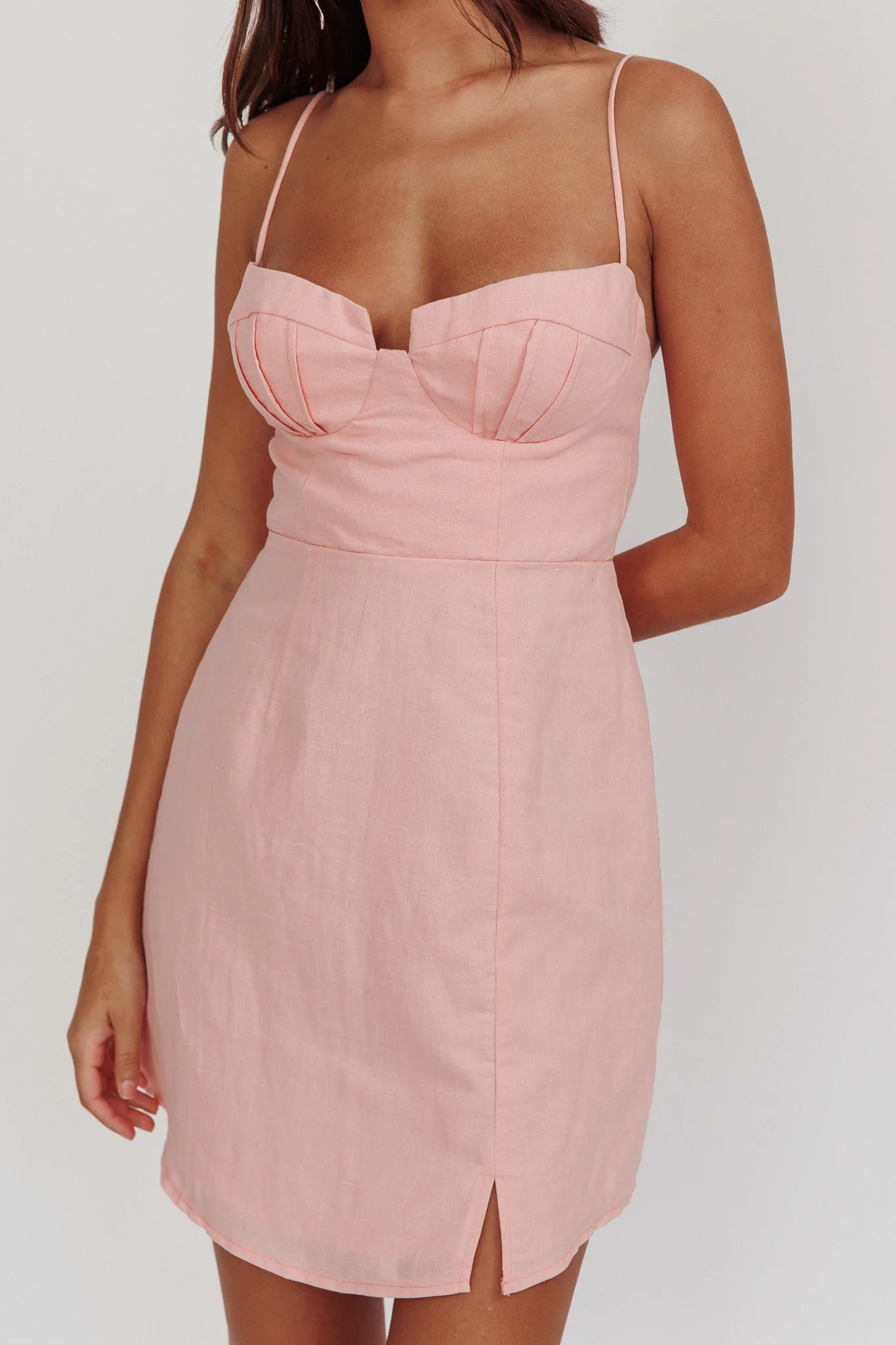 Devoted Structured Detail Bust Cami Strap Dress Pink - Image 5