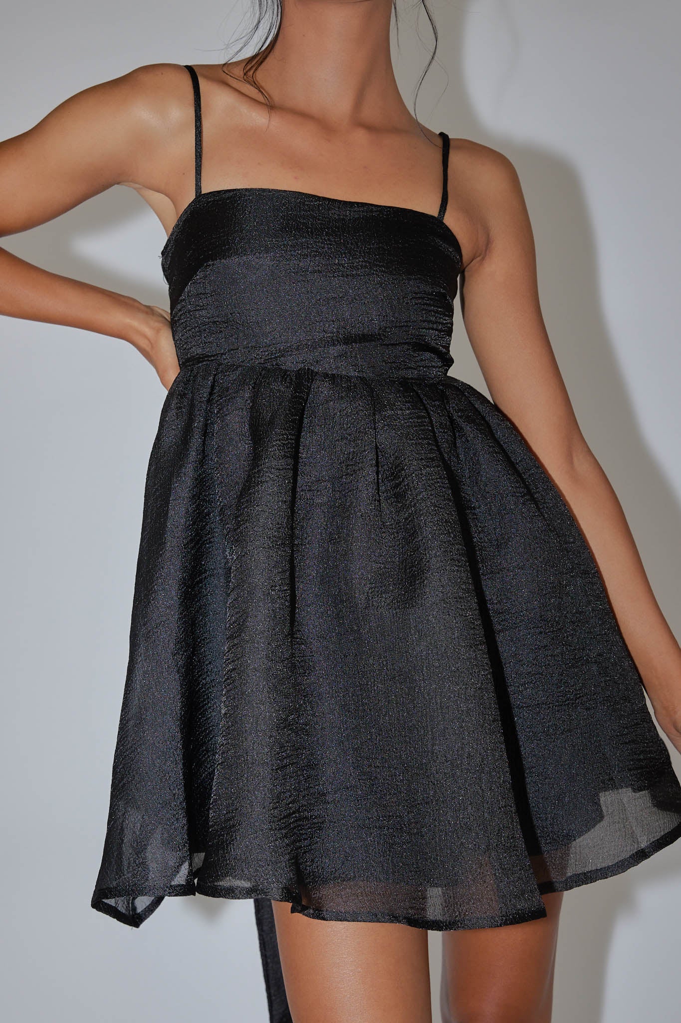 Diaz Bow Back Babydoll Mini Dress Black - Image 4