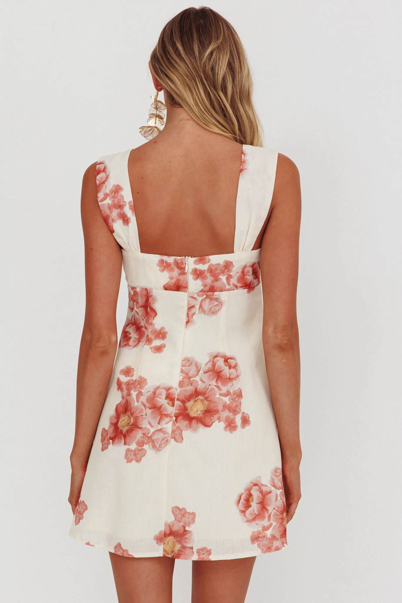 Dixon Pintuck Pleat Mini Dress Floral Beige - Image 3