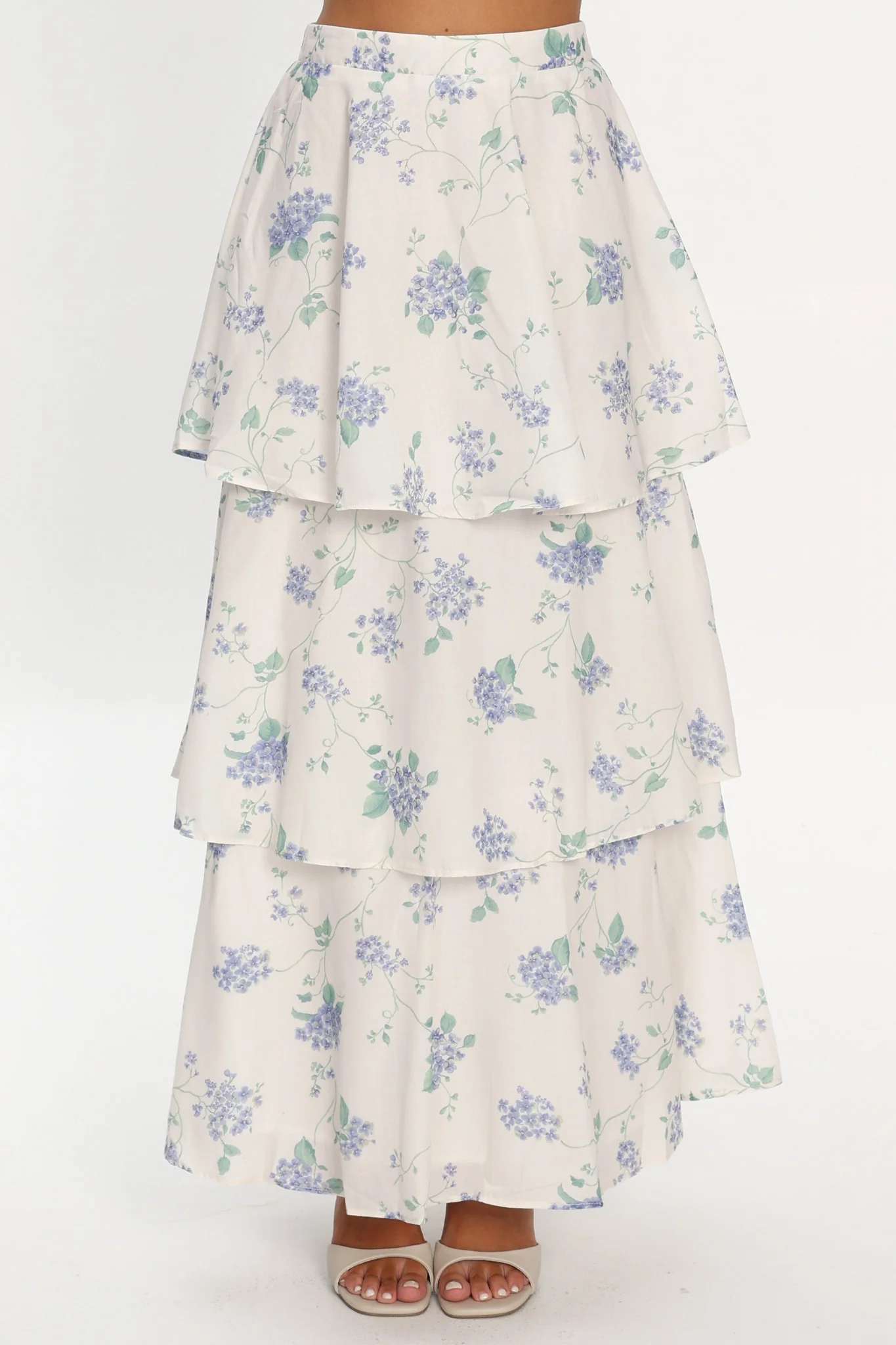 Dixon Tiered Maxi Skirt Floral Beige - Image 5
