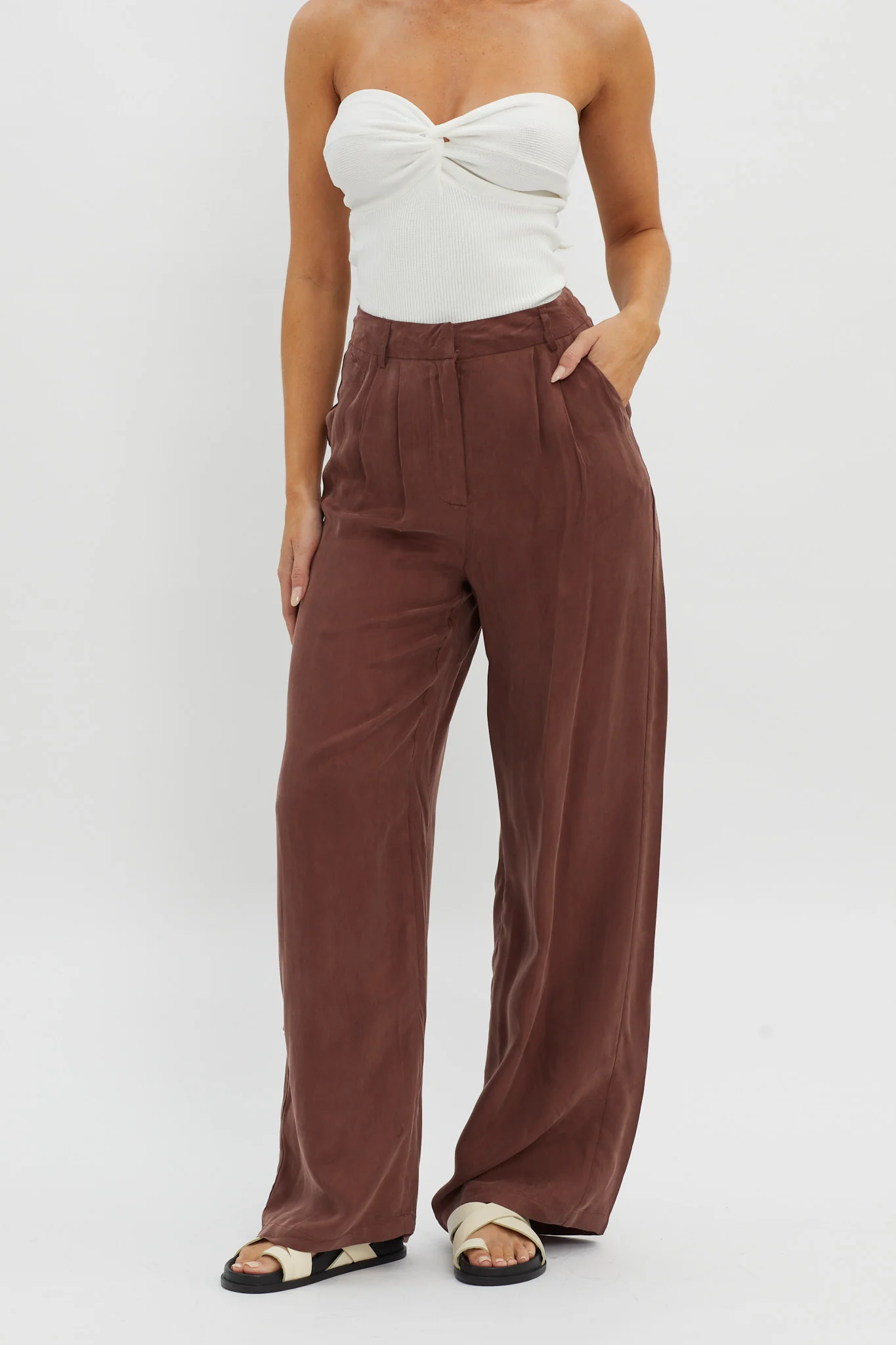 Dodie Straight Leg Trouser Pants Choco - Image 4