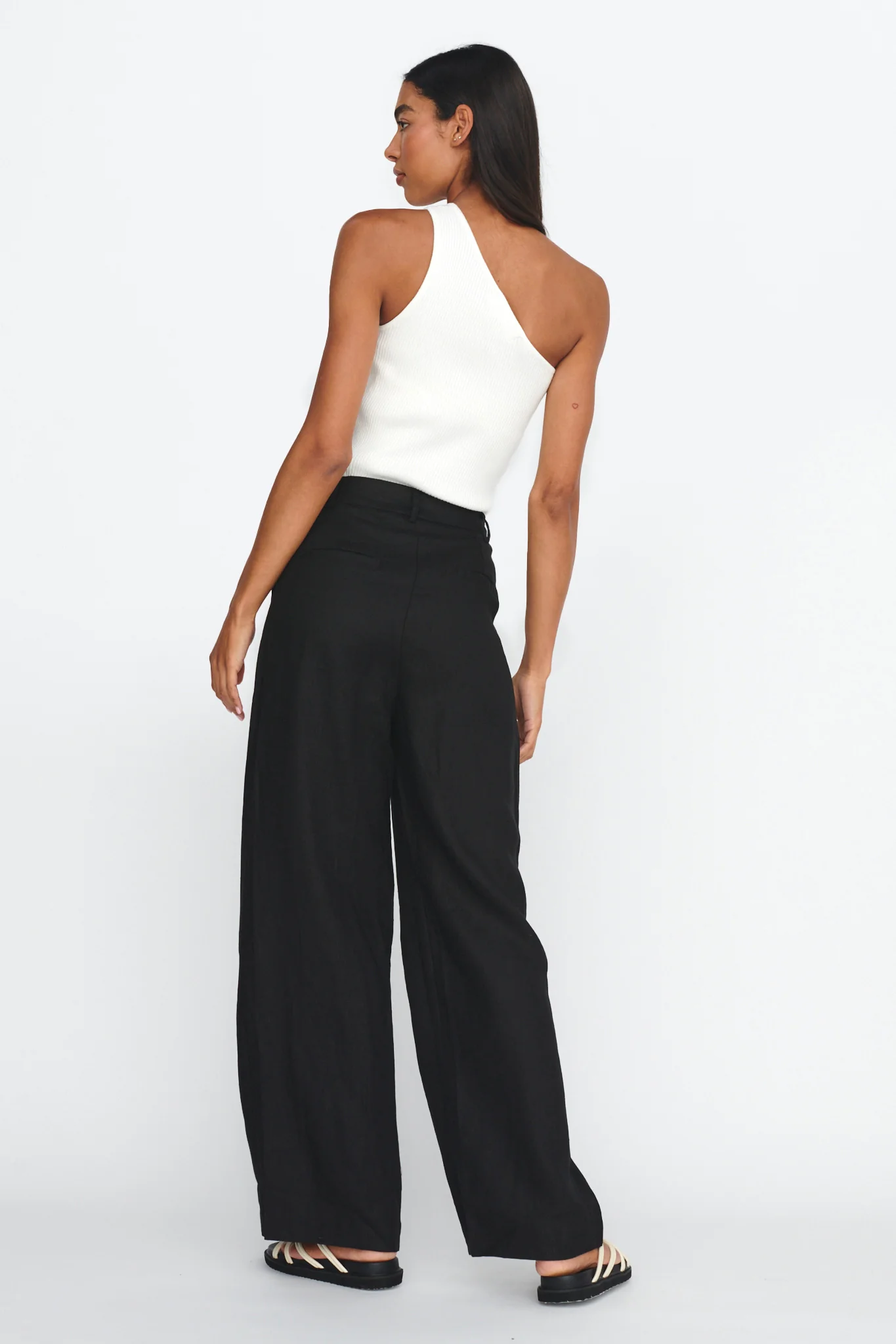 Dodie Straight Leg Trouser Pants Linen Black - Image 3