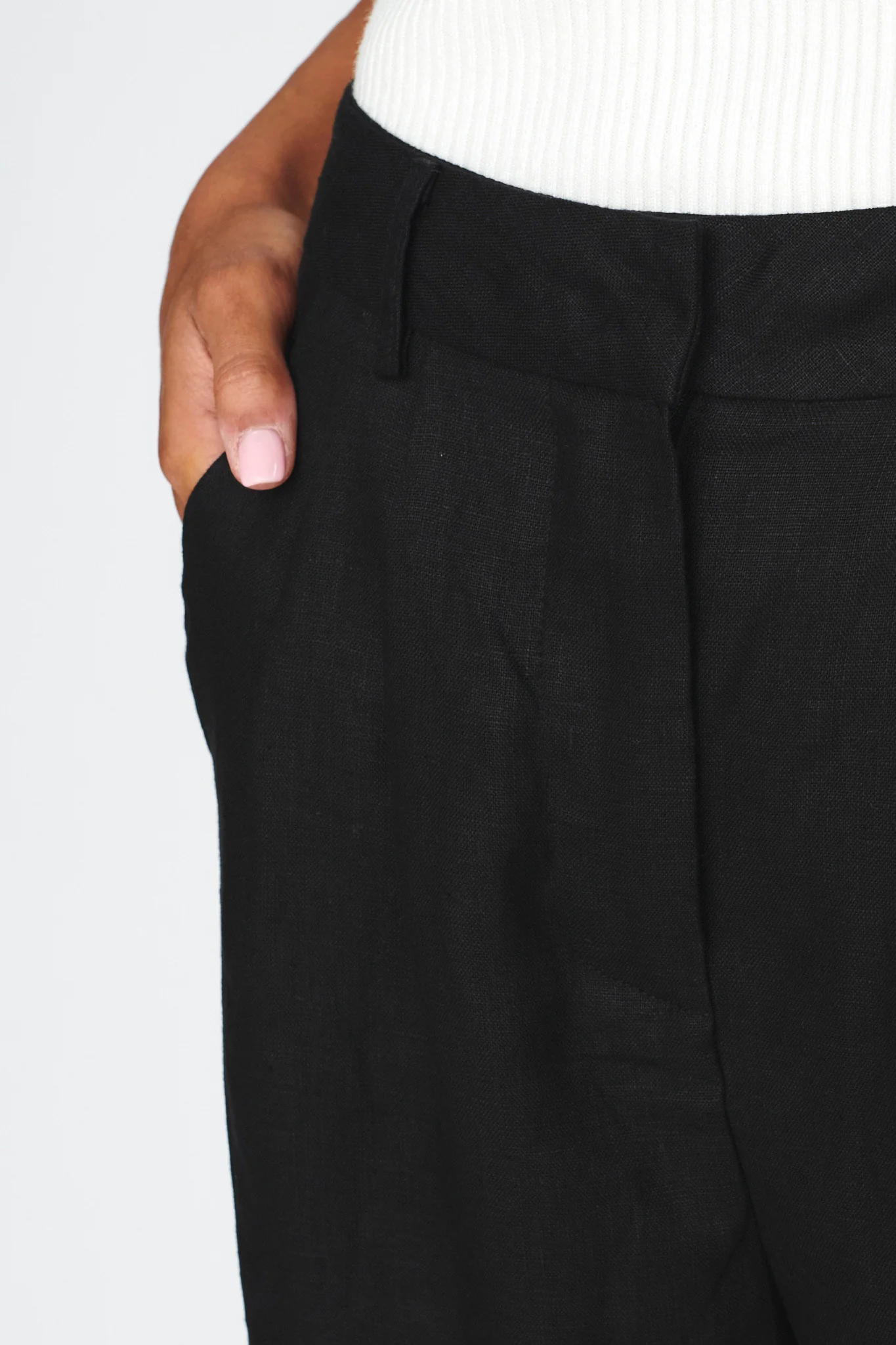 Dodie Straight Leg Trouser Pants Linen Black - Image 4