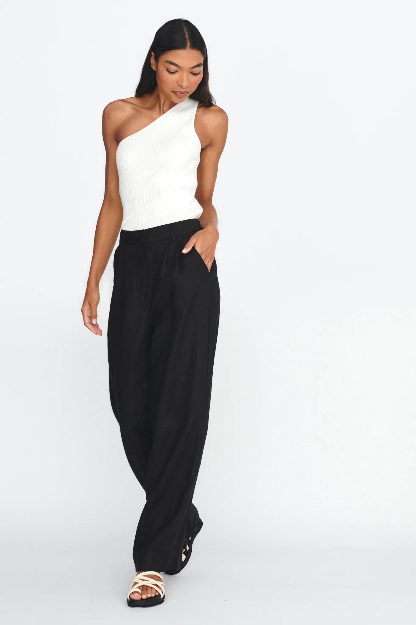 Dodie Straight Leg Trouser Pants Linen Black - Image 5
