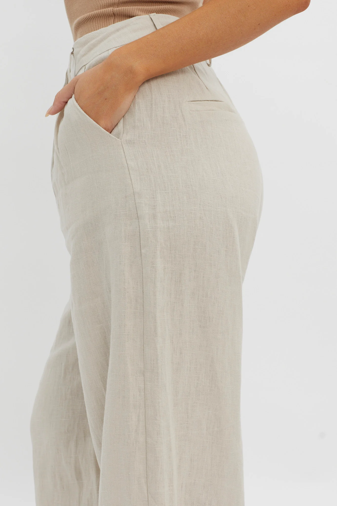 Dodie Straight Leg Trouser Pants Linen Oat - Image 4
