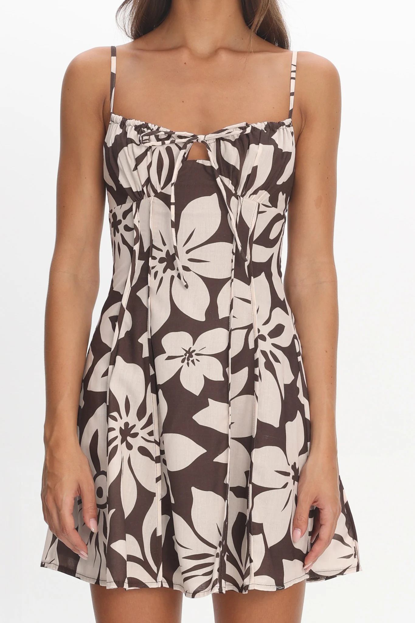 Doe Tied Bust Mini Dress Print Chocolate - Image 4