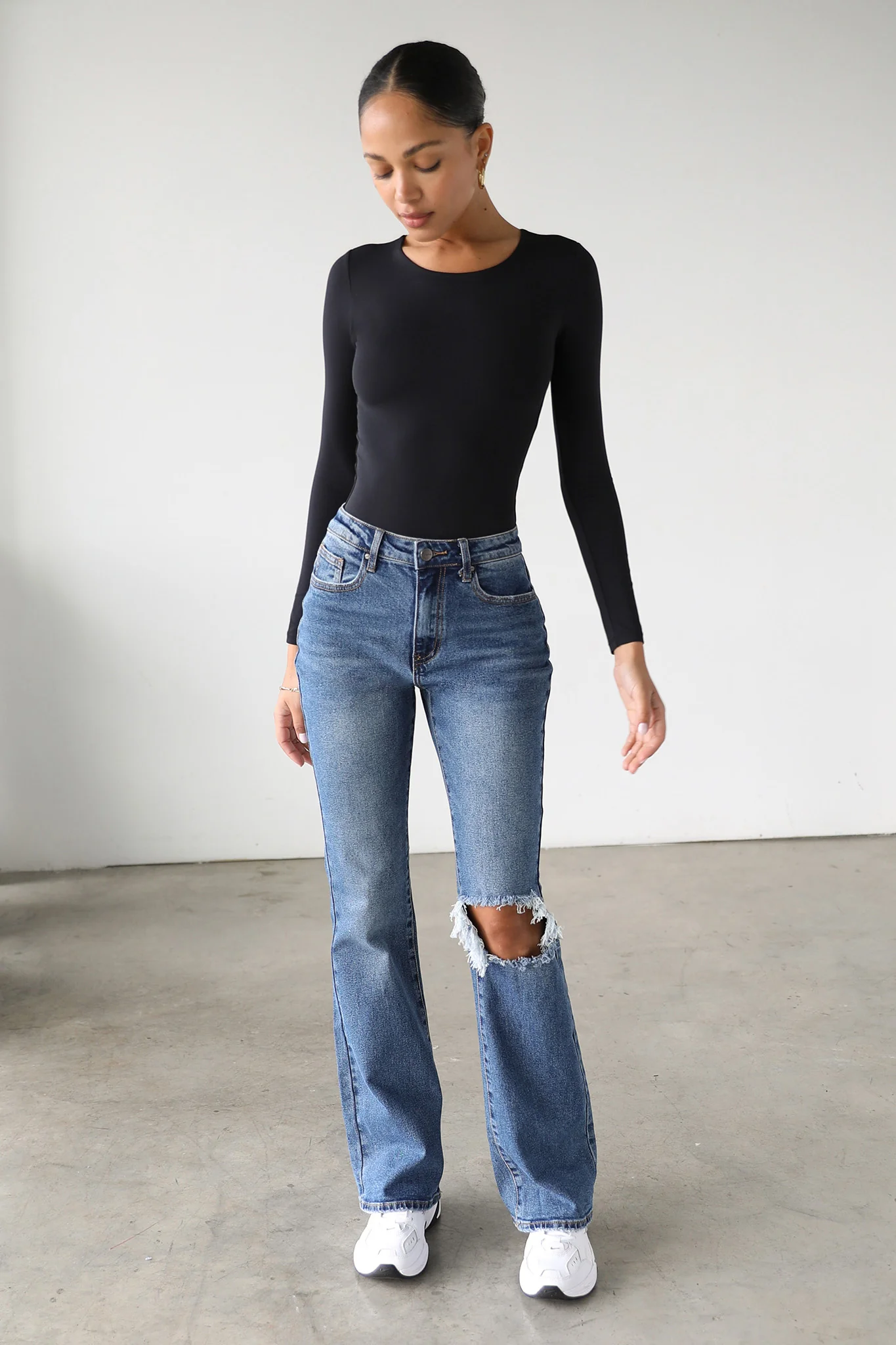 DOGMA High Rise Flare Leg Denim Jeans Dark Wash - Image 5