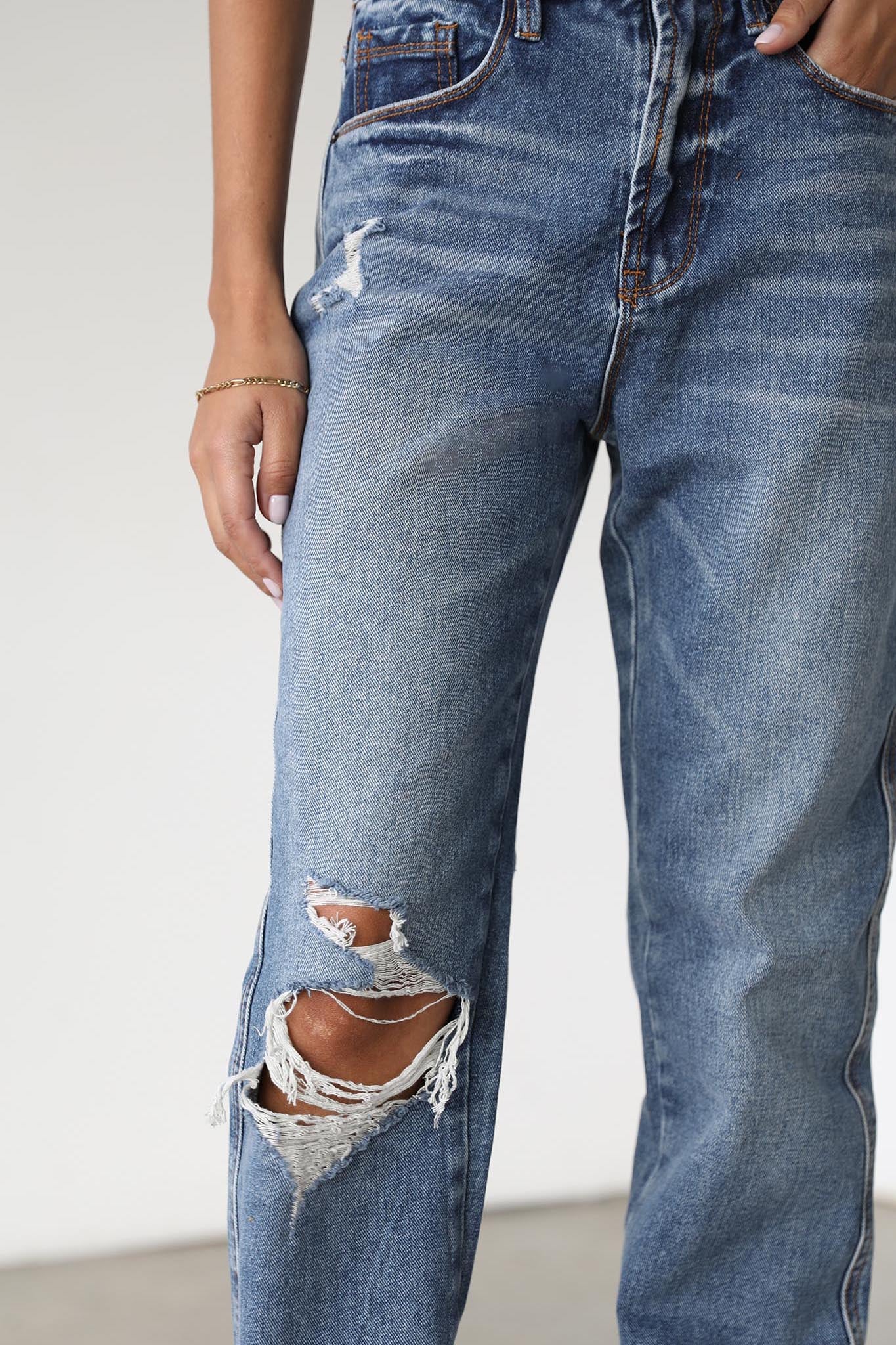 DOGMA High Rise Straight Leg Denim Jeans Dark Wash - Image 4