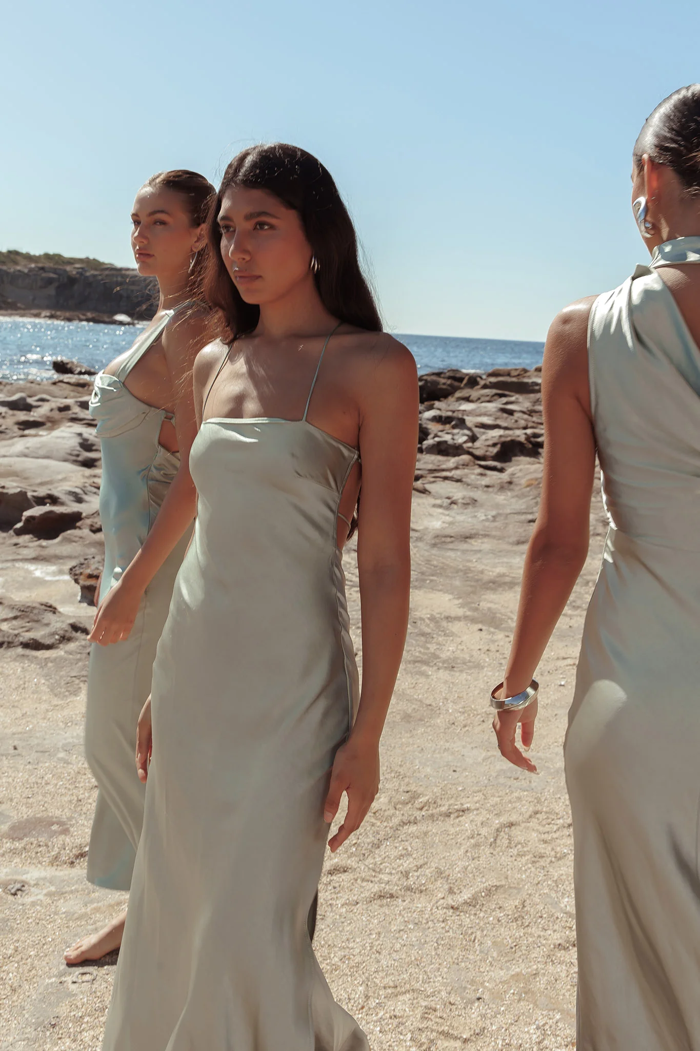 Dolce Life Backless Satin Maxi Dress Sage - Image 2