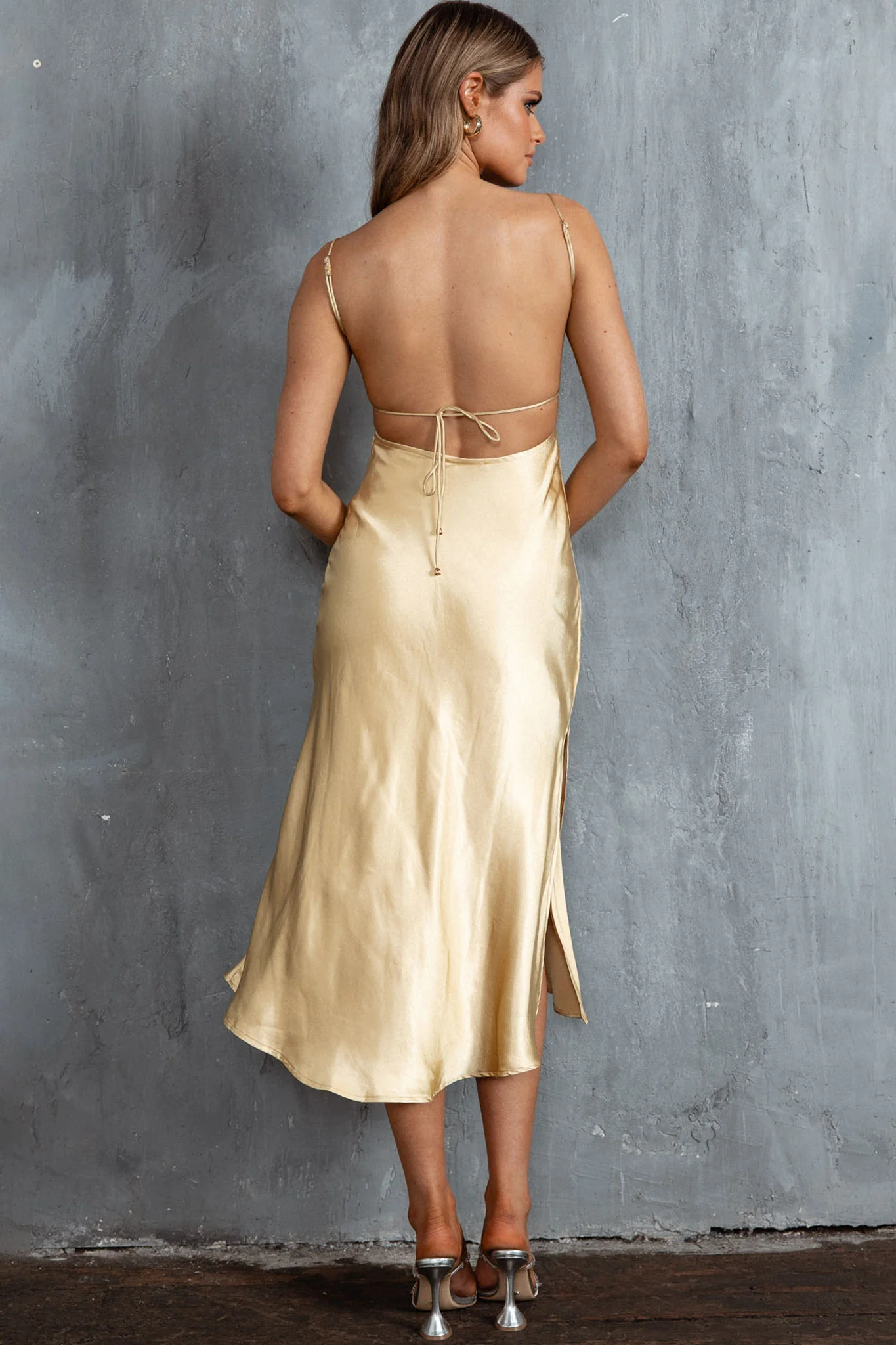 Dolce Life Low Back Midi Dress Lemon - Image 7