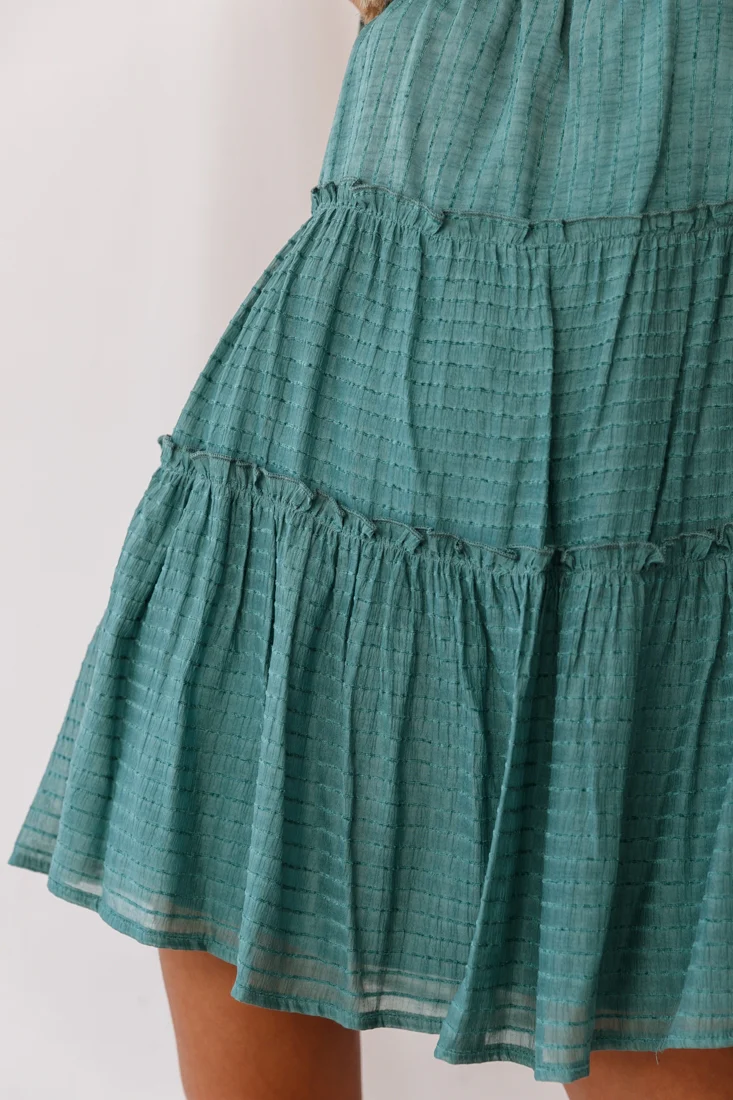 Dolly Layered Ruffle Tied Shoulder Strap Dress Green - Image 4