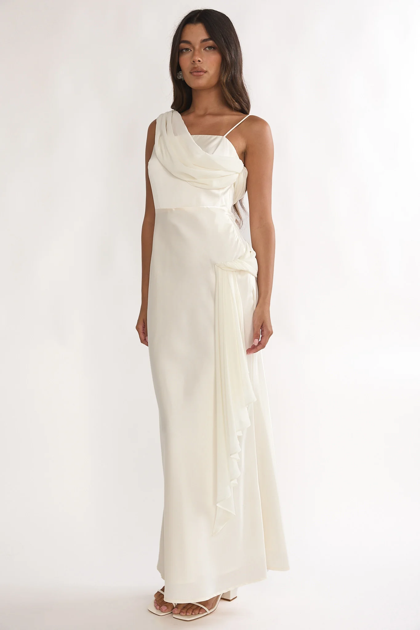 Doloros Drape Accent Maxi Dress Oyster - Image 6