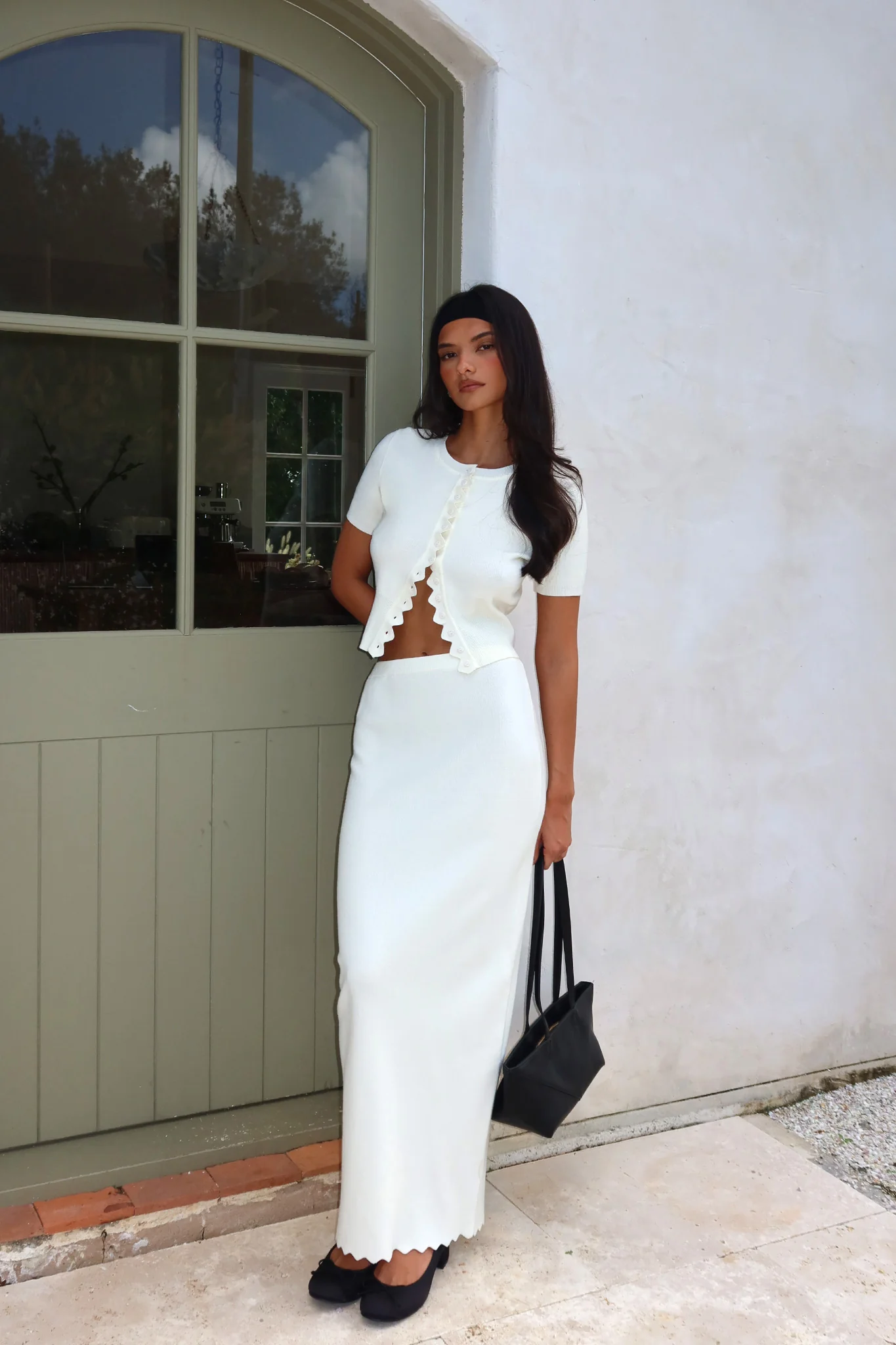 Don't Mind Scallop Edge Knit Skirt Cream - Image 2