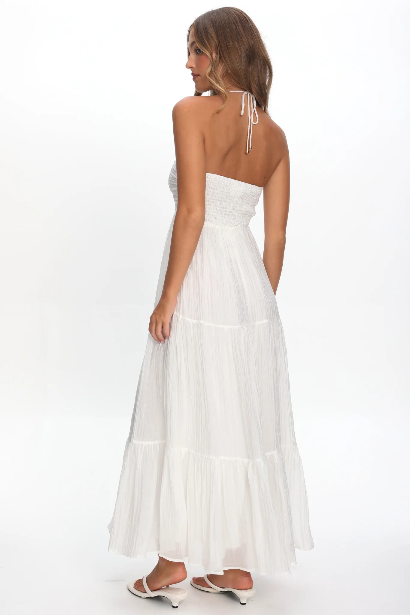 Dorelle V-Bust Halter Maxi Dress White - Image 2