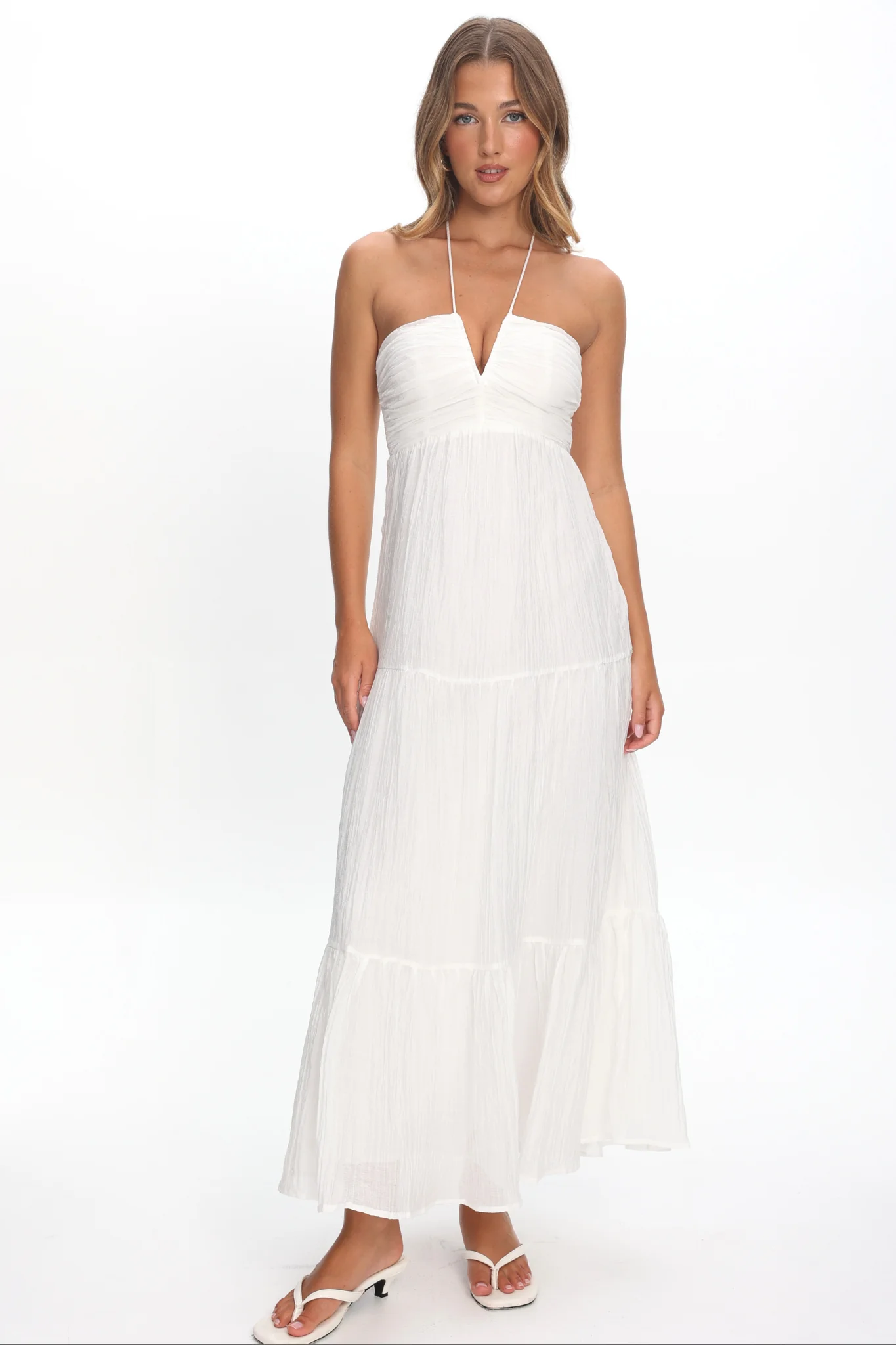 Dorelle V-Bust Halter Maxi Dress White - Image 4