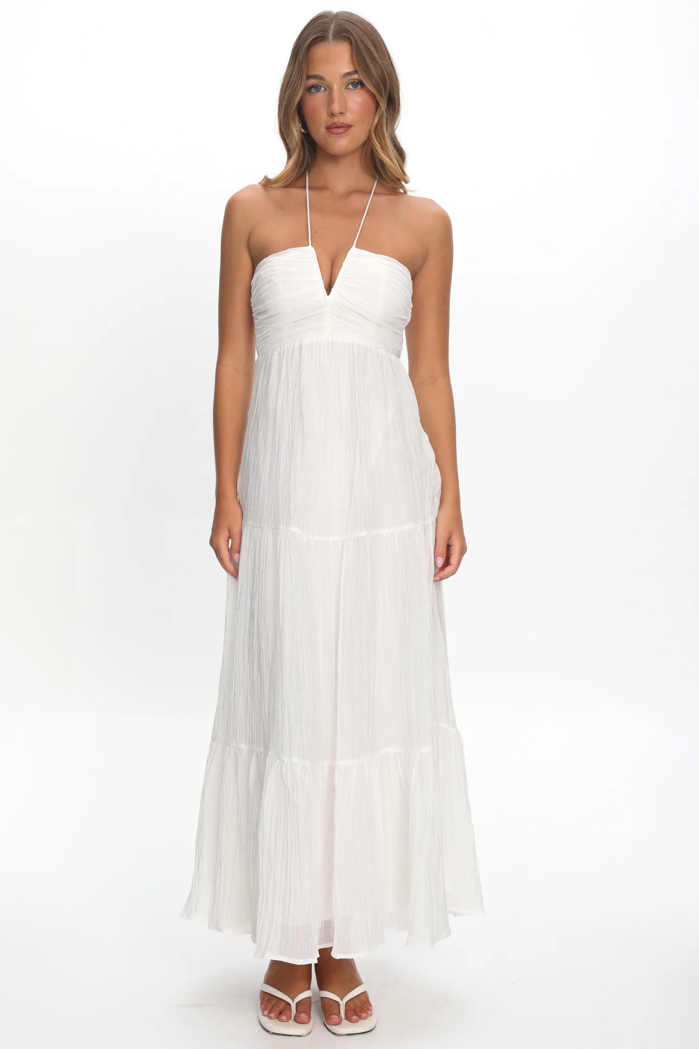 Dorelle V-Bust Halter Maxi Dress White - Image 5