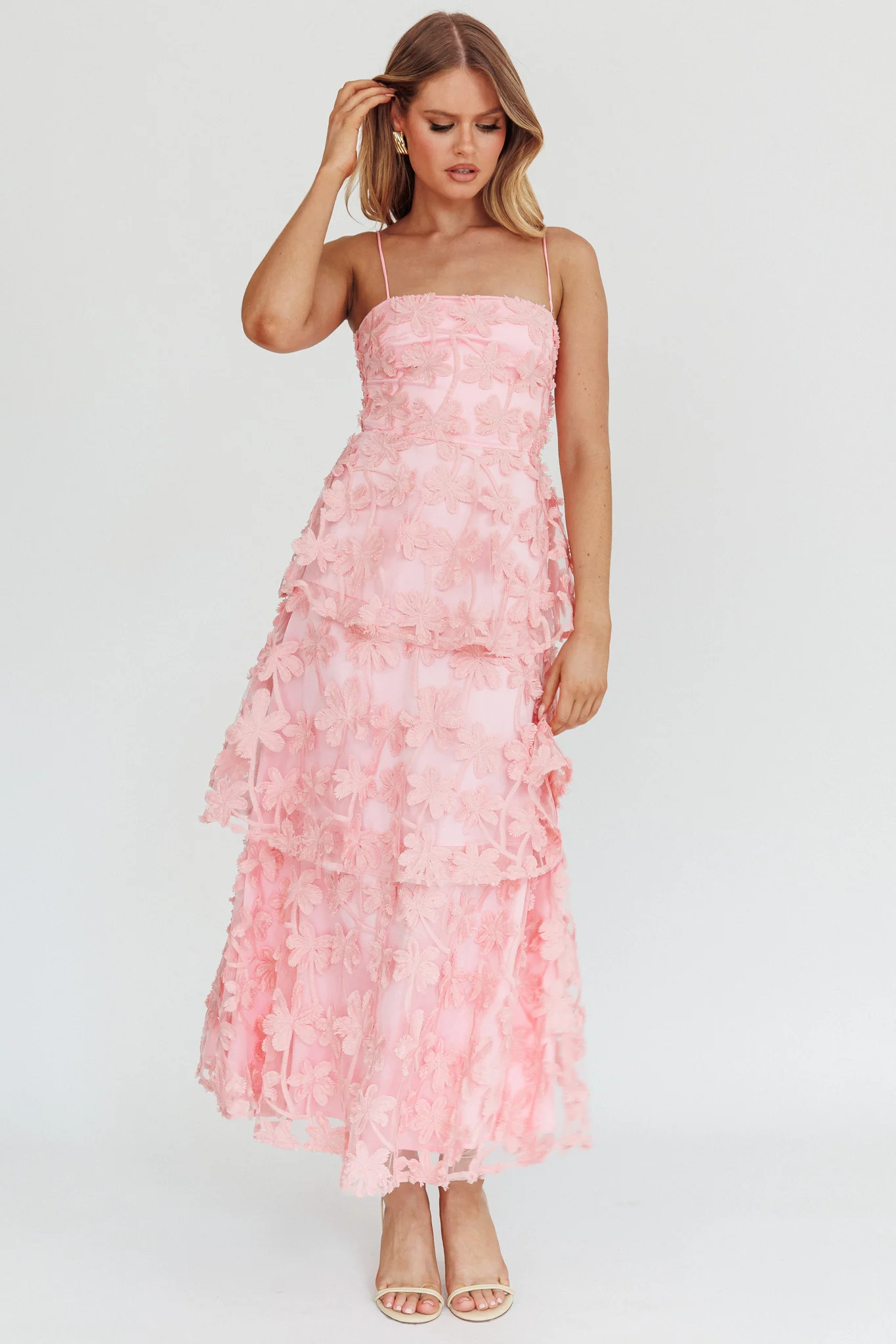 Dori Floral Embellished Maxi Dress Blush - Image 4
