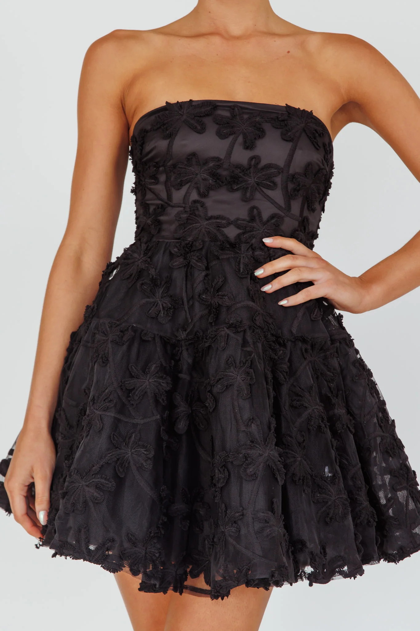 Dori Floral Embellished Mini Dress Black - Image 4