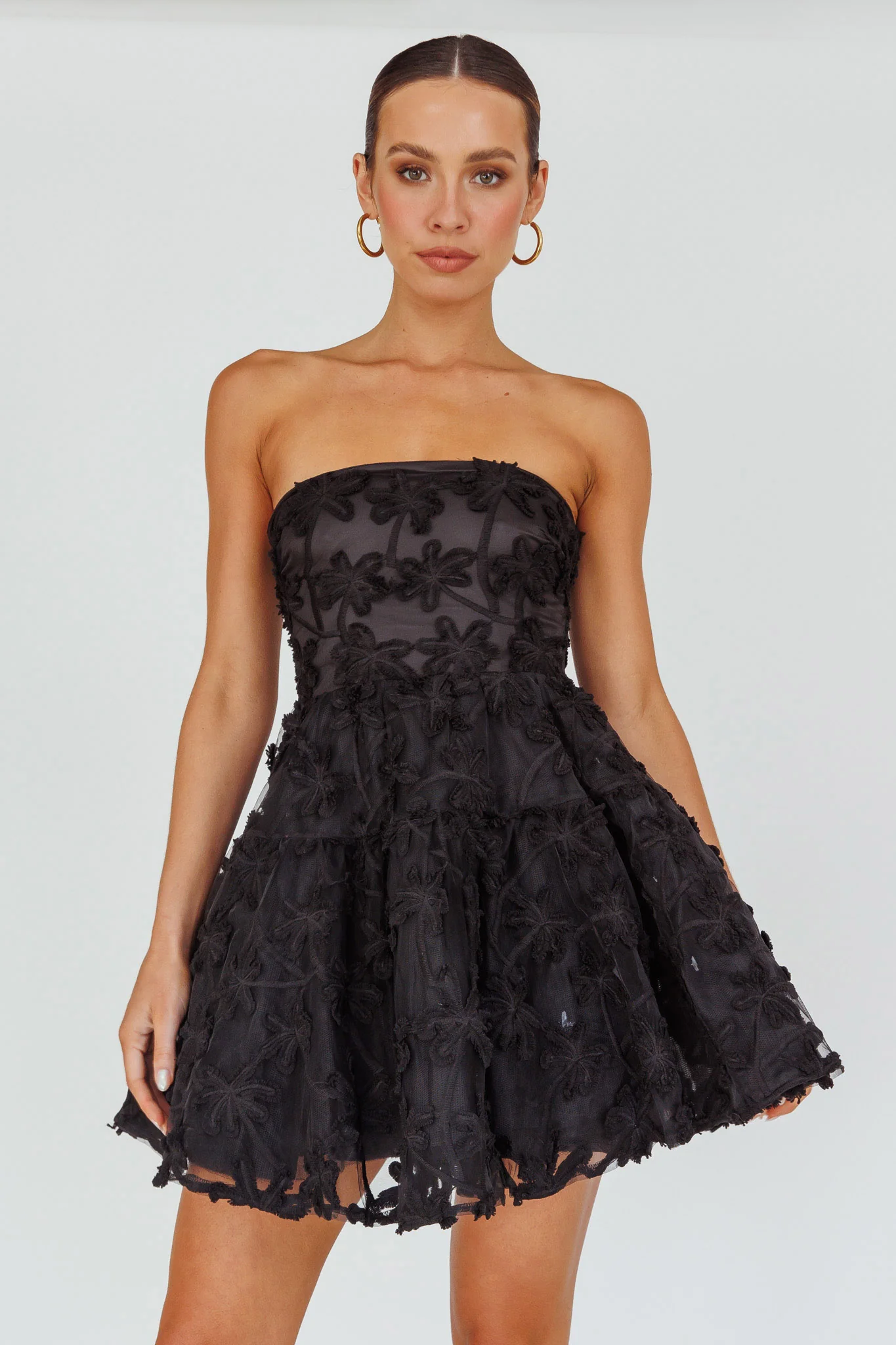 Dori Floral Embellished Mini Dress Black - Image 5