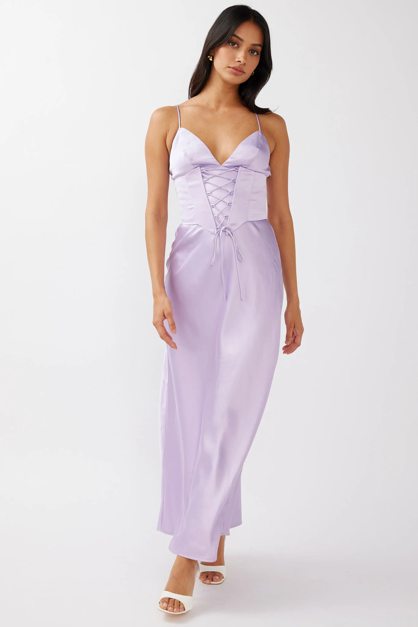 Downtown Cami Strap Corset Waist Dress Lilac - Image 3