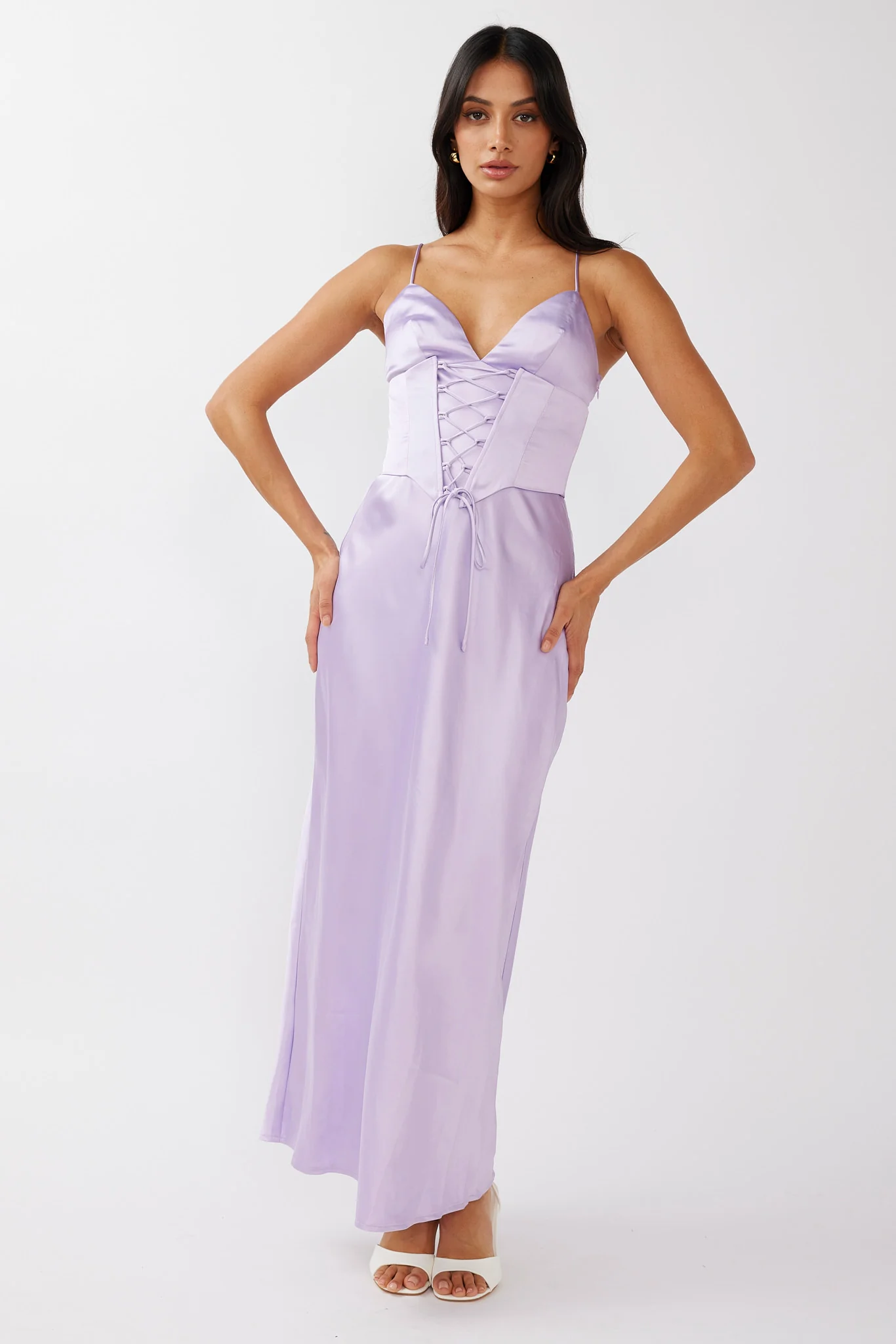 Downtown Cami Strap Corset Waist Dress Lilac - Image 5