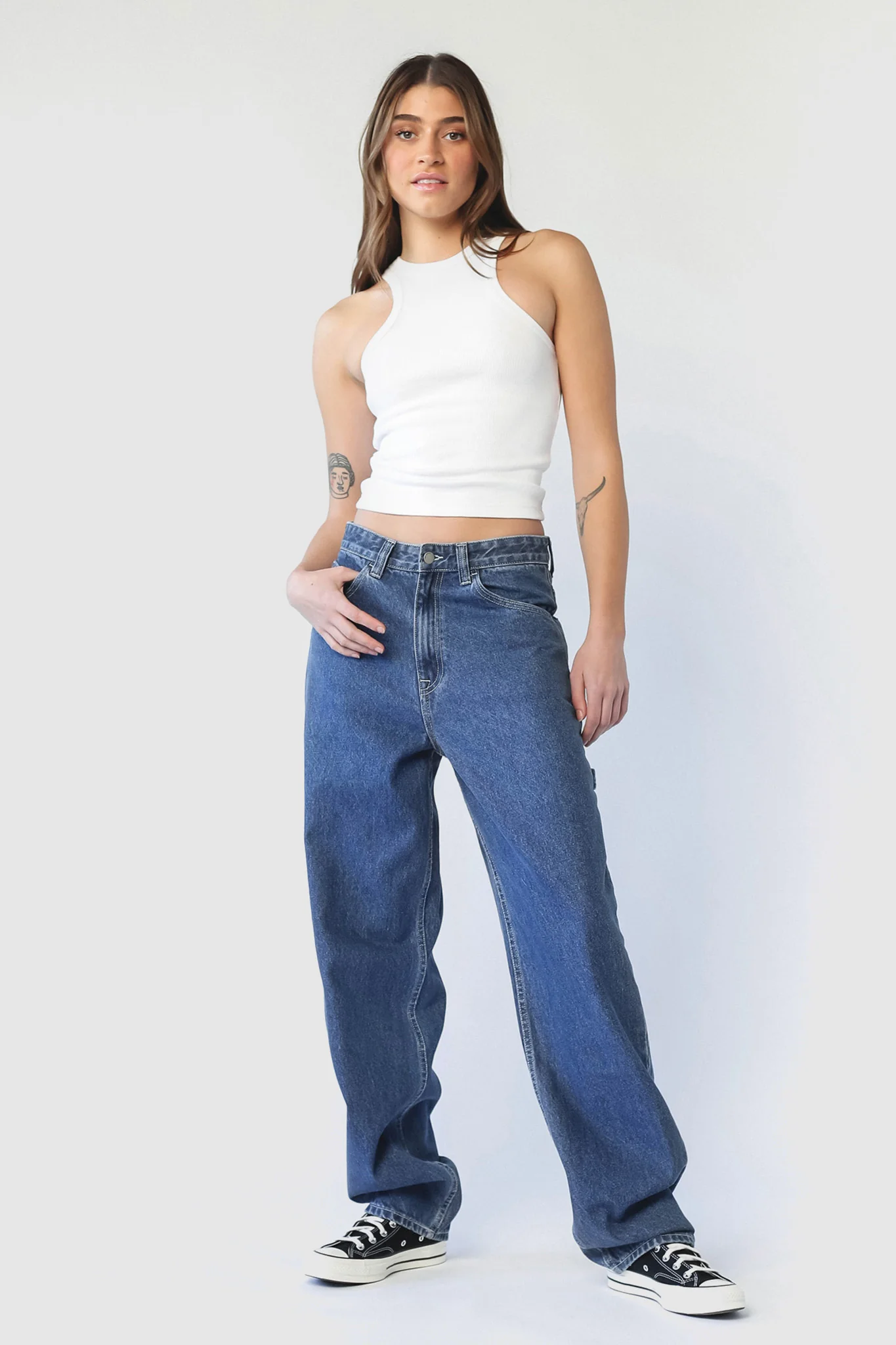 DR DENIM Faye Worker Pebble Mid Stone - Image 5