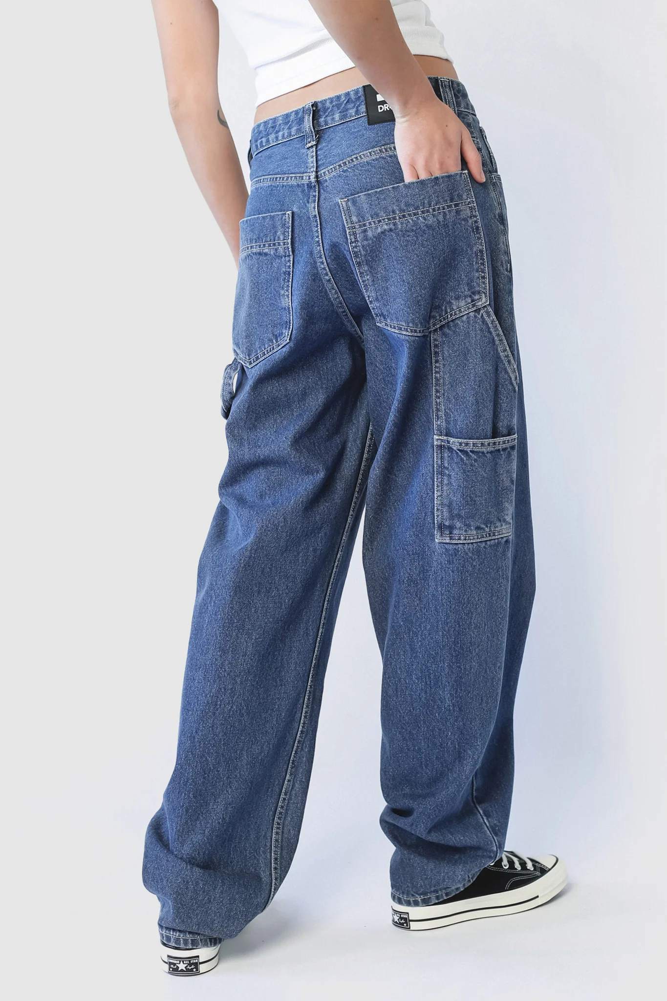 DR DENIM Faye Worker Pebble Mid Stone - Image 8