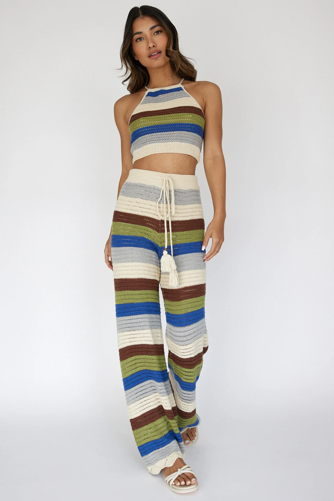 Dream Believer Crochet Pants Stripe Blue Multi - Image 4
