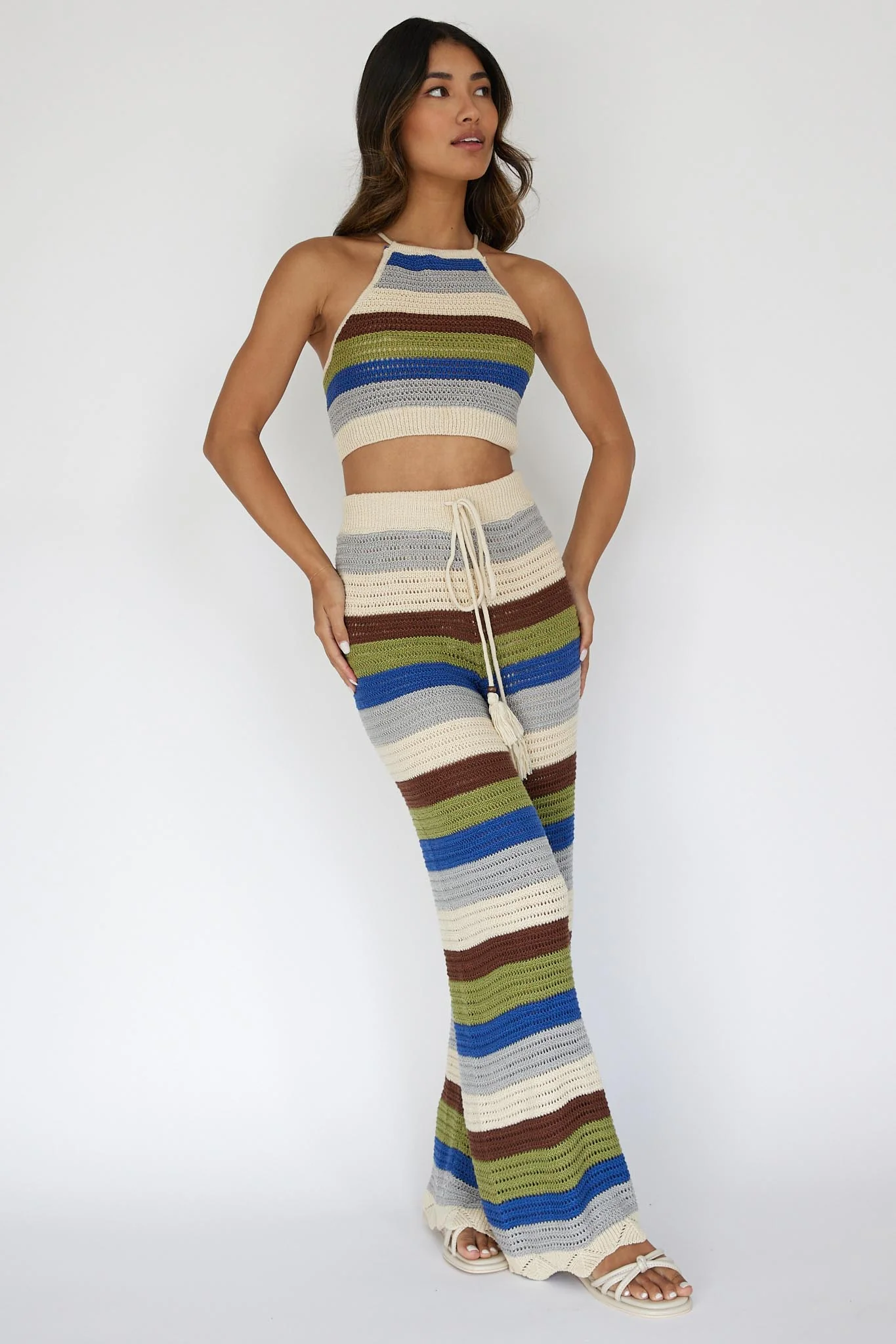 Dream Believer Crochet Pants Stripe Blue Multi - Image 5