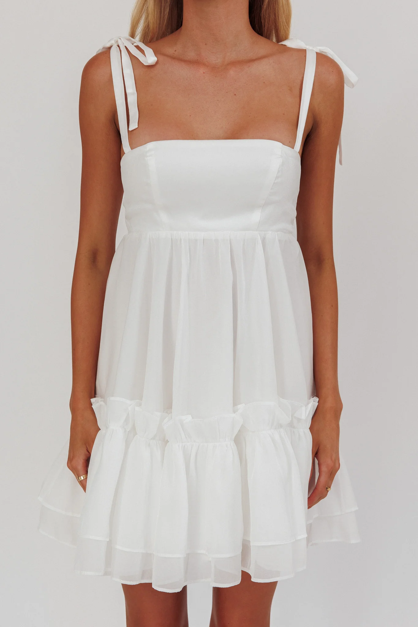 Dream Chaser Frill Hem Babydoll Dress White - Image 3