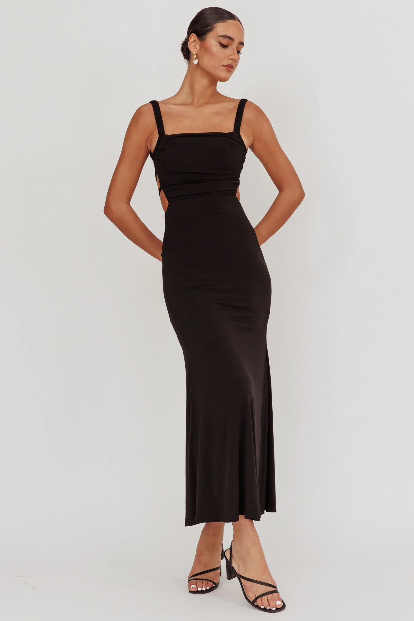 Dream Crush Lace-Up Back Maxi Dress Black - Image 5