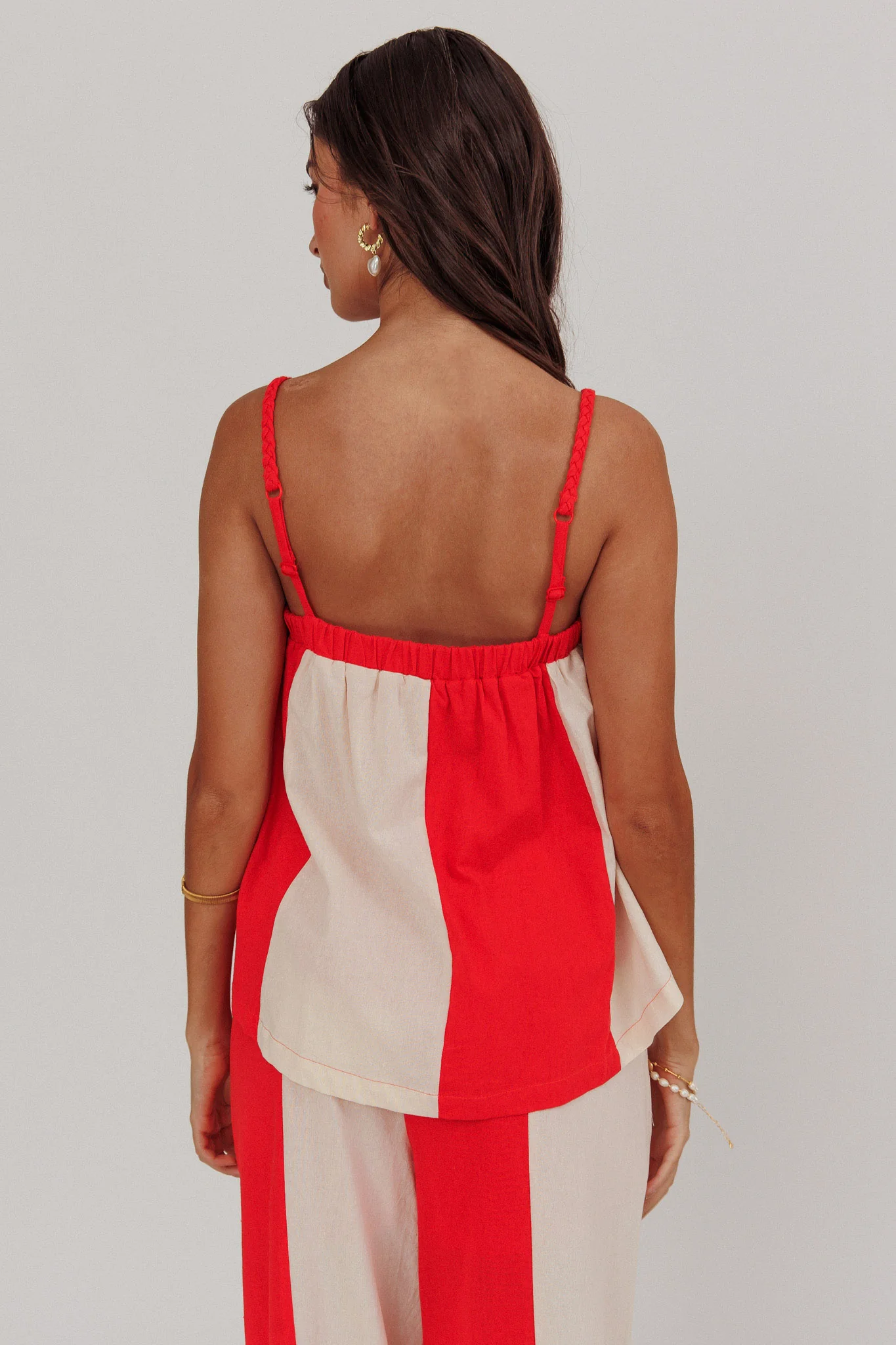 Dream Girl Braided Strap Contrast Top Tomato Red - Image 2