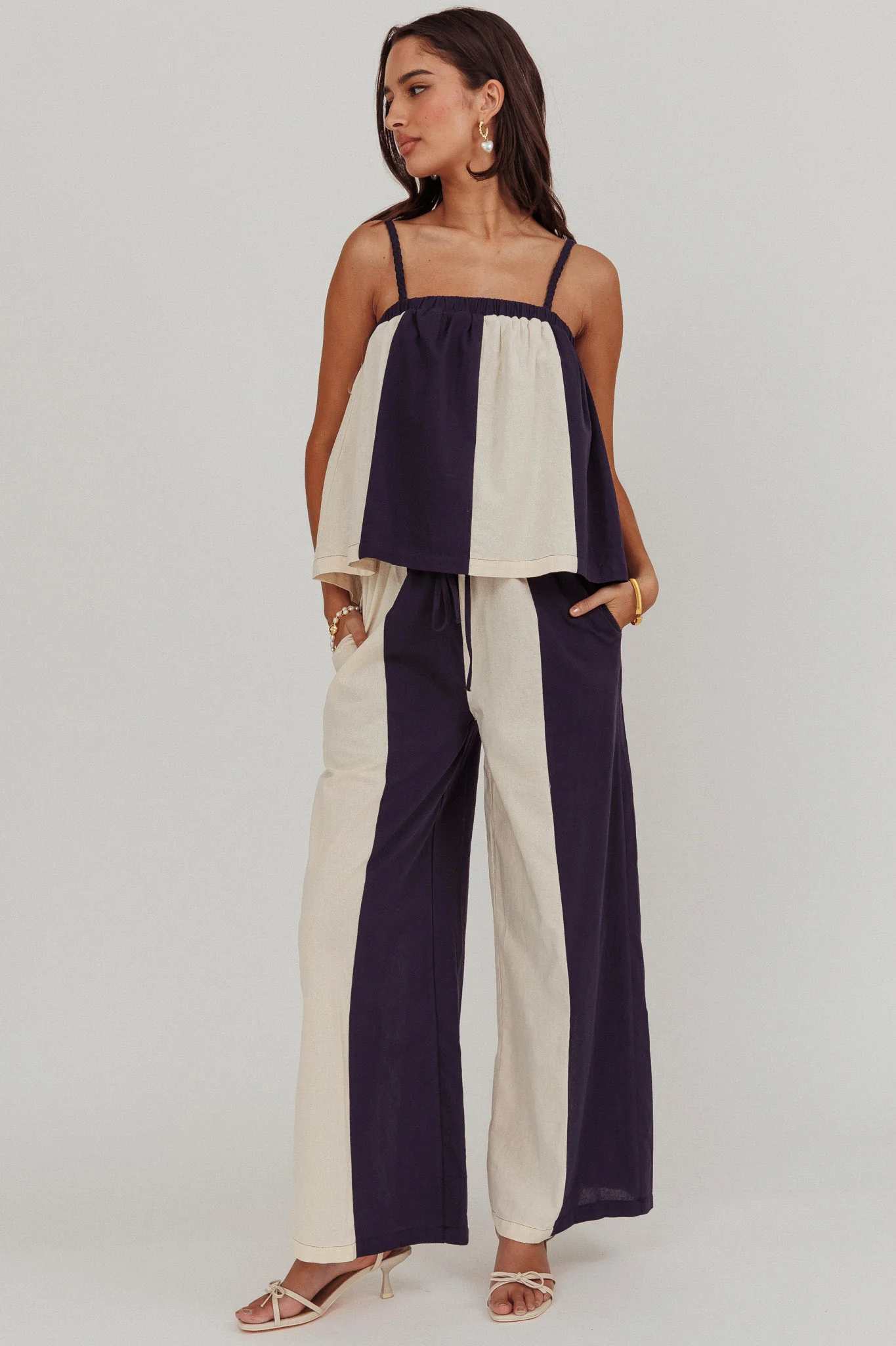 Dream Girl Contrast Wide Leg Pant Midnight - Image 2