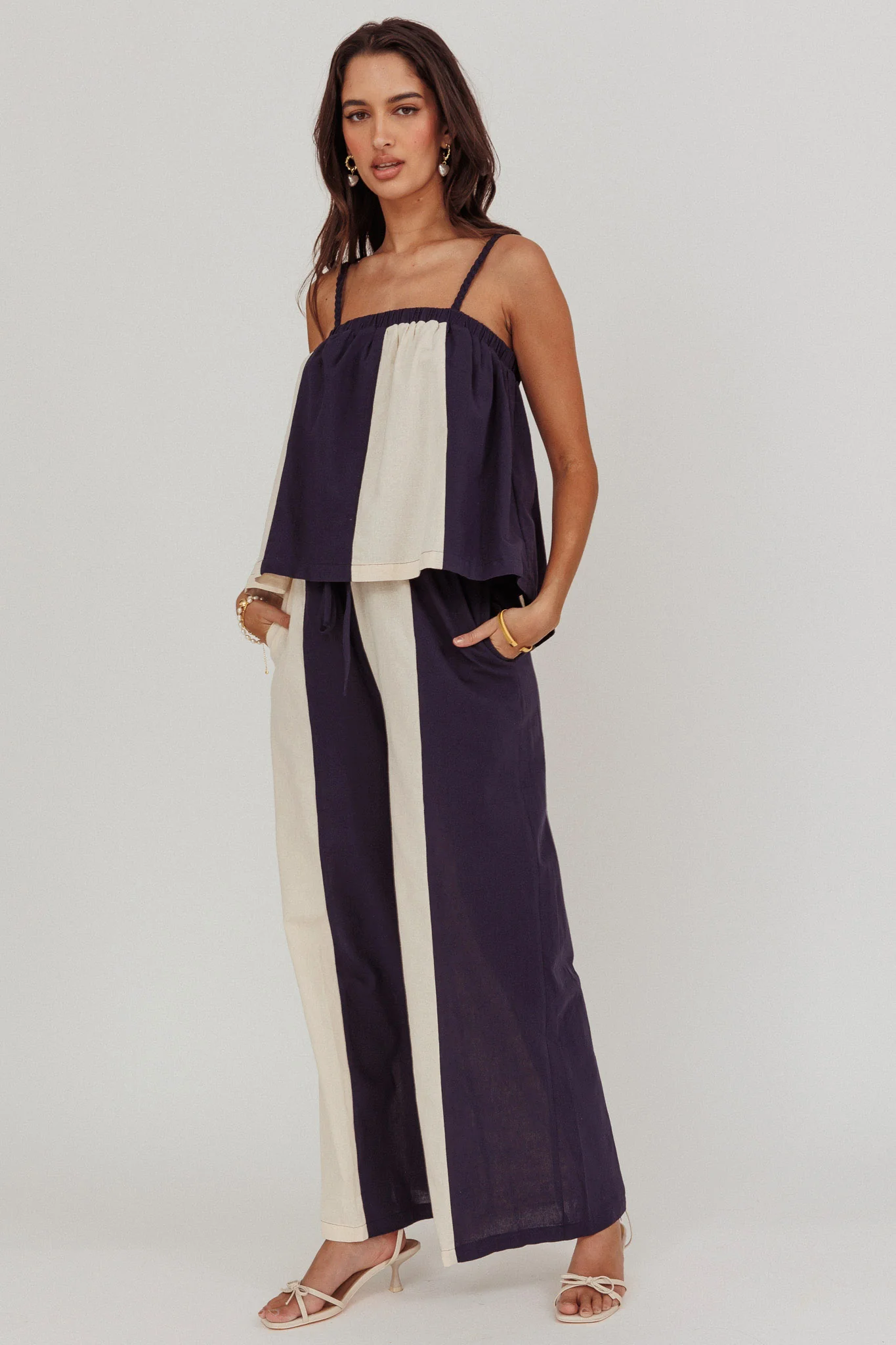 Dream Girl Contrast Wide Leg Pant Midnight - Image 4