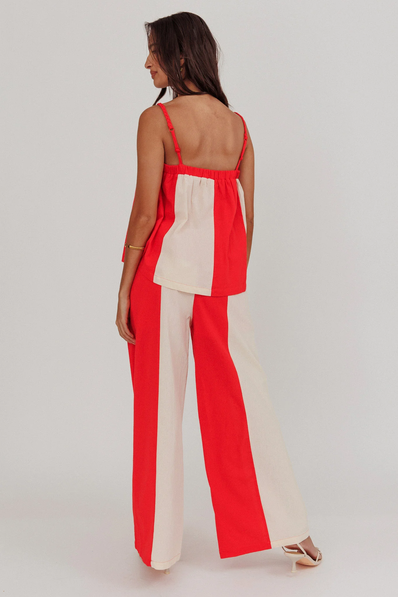 Dream Girl Contrast Wide Leg Pant Tomato Red - Image 3
