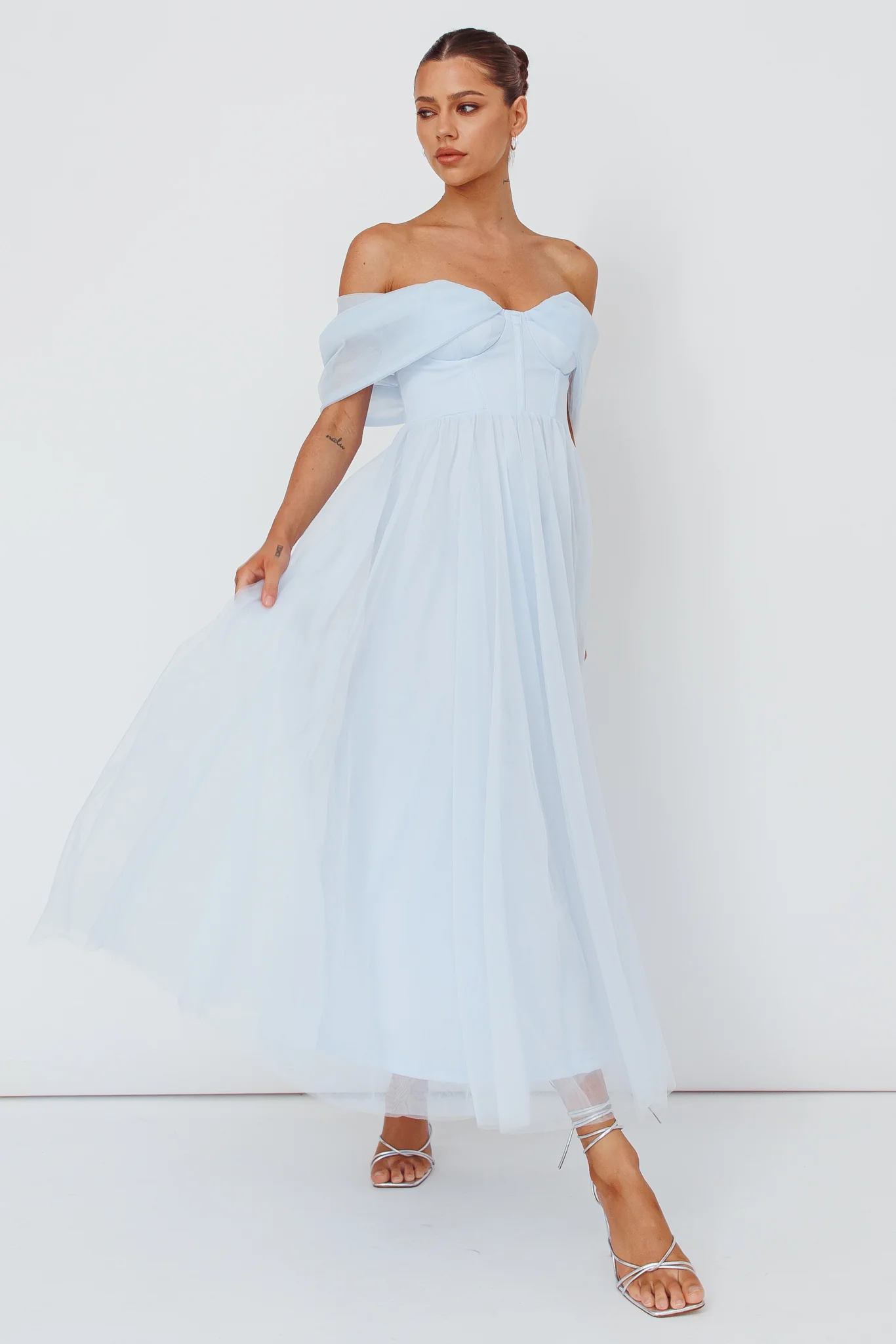 Dreamers & Lovers Off-Shoulder Maxi Dress Powder Blue - Image 5