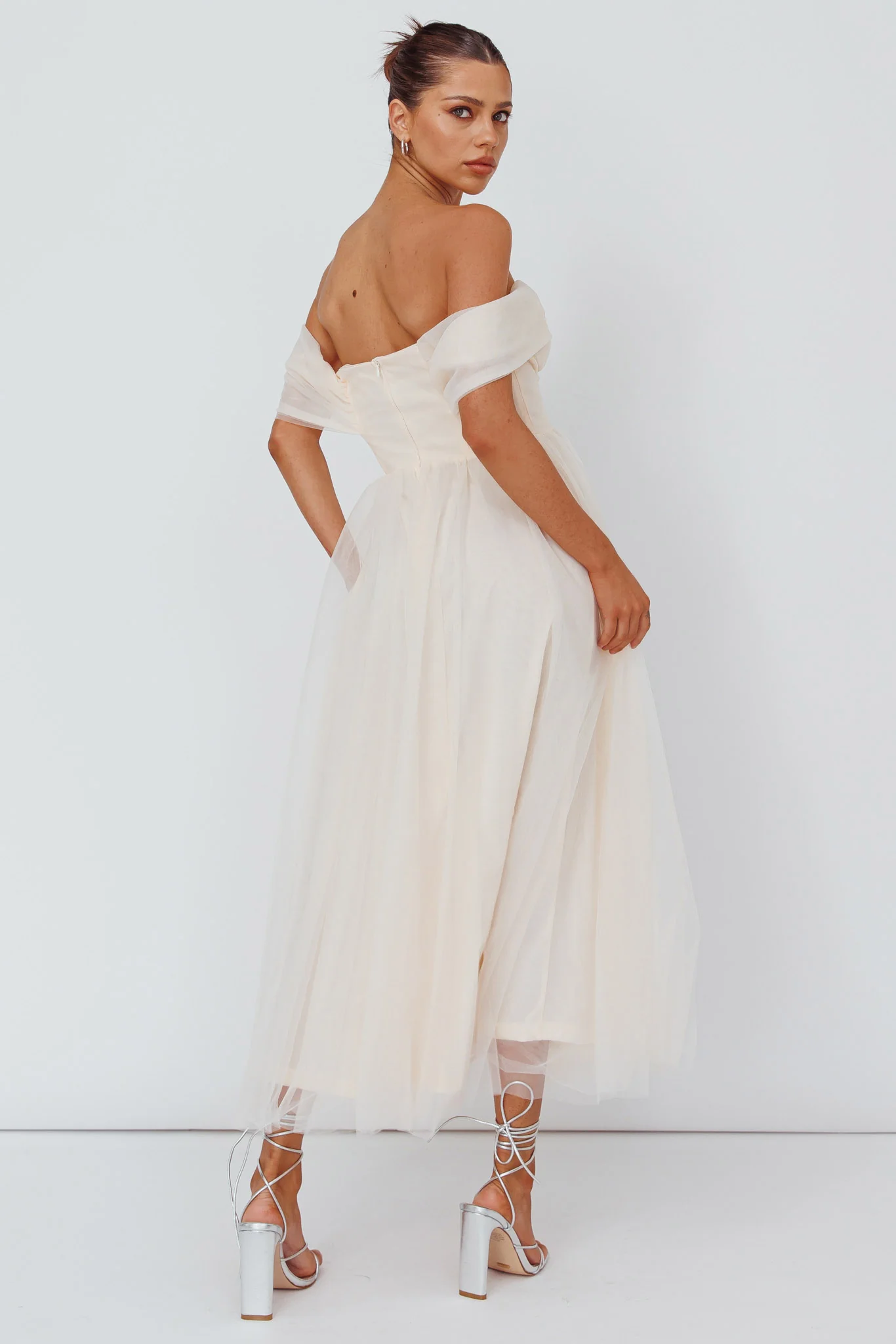 Dreamers & Lovers Off-Shoulder Maxi Dress Vanilla - Image 2