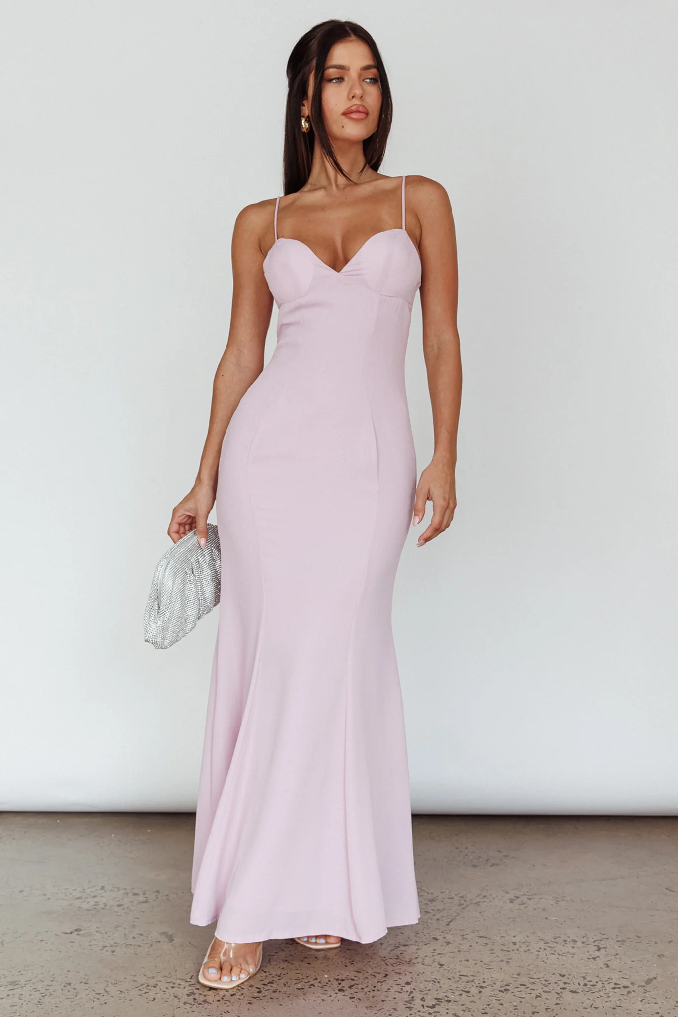 Dreaming Of Paris Bodycon Mermaid Maxi Dress Lilac - Image 3