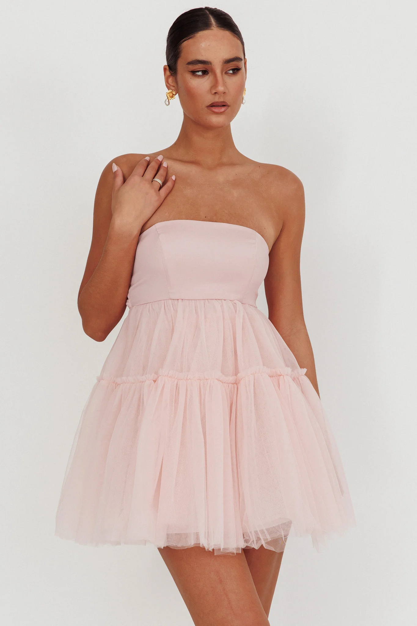 Dreamscape Strapless Tulle Mini Dress Blush - Image 2