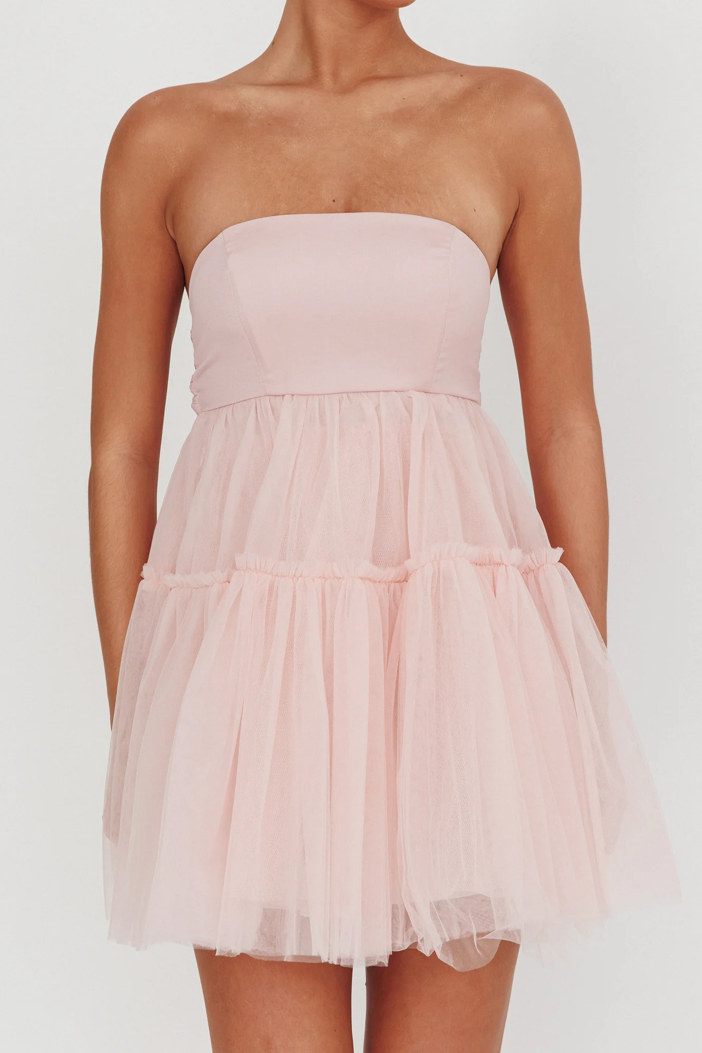 Dreamscape Strapless Tulle Mini Dress Blush - Image 3