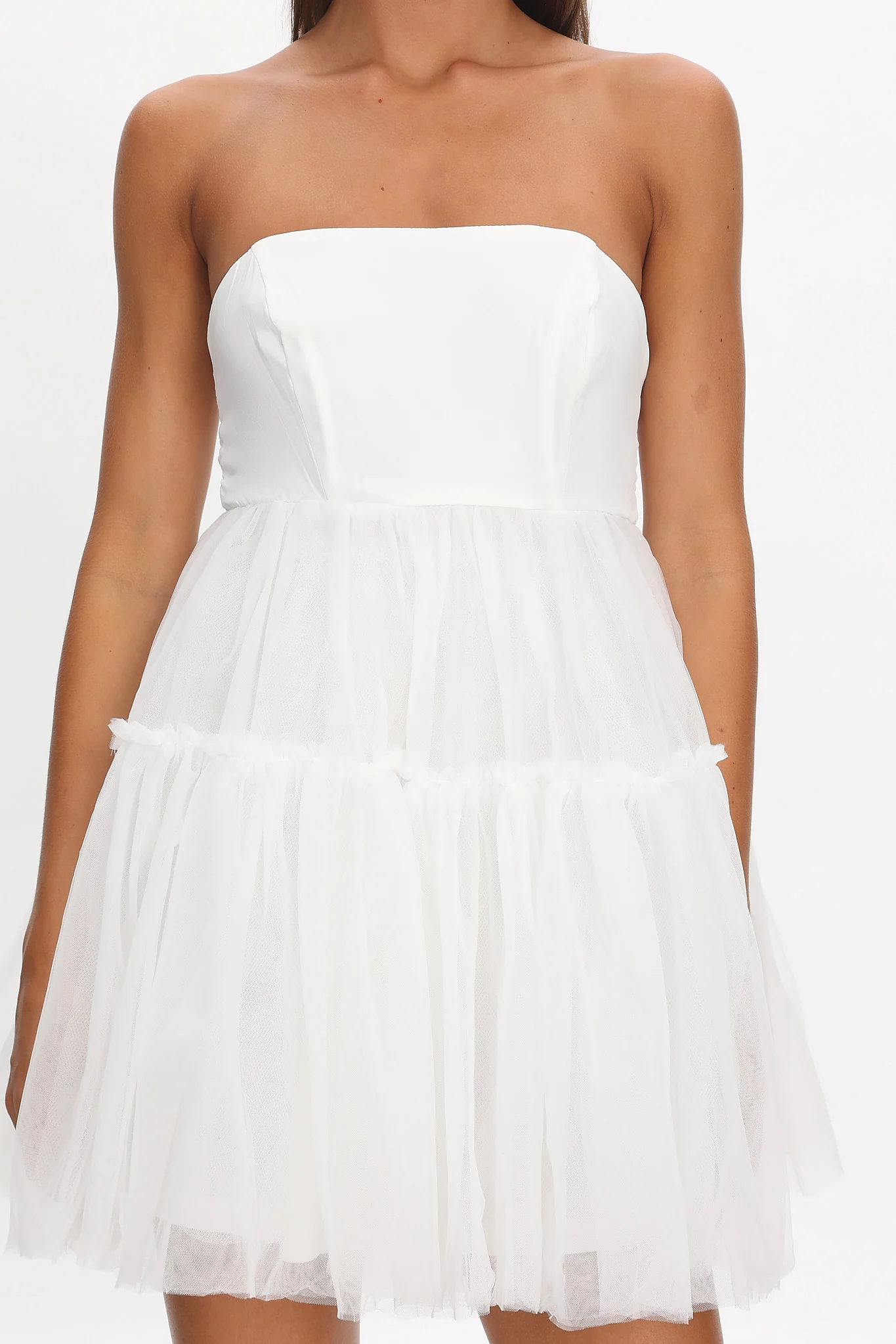 Dreamscape Strapless Tulle Mini Dress White - Image 4