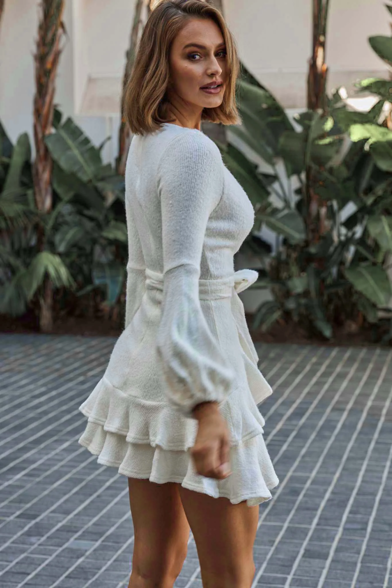 Dresden Long Sleeve Knit Dress White - Image 5