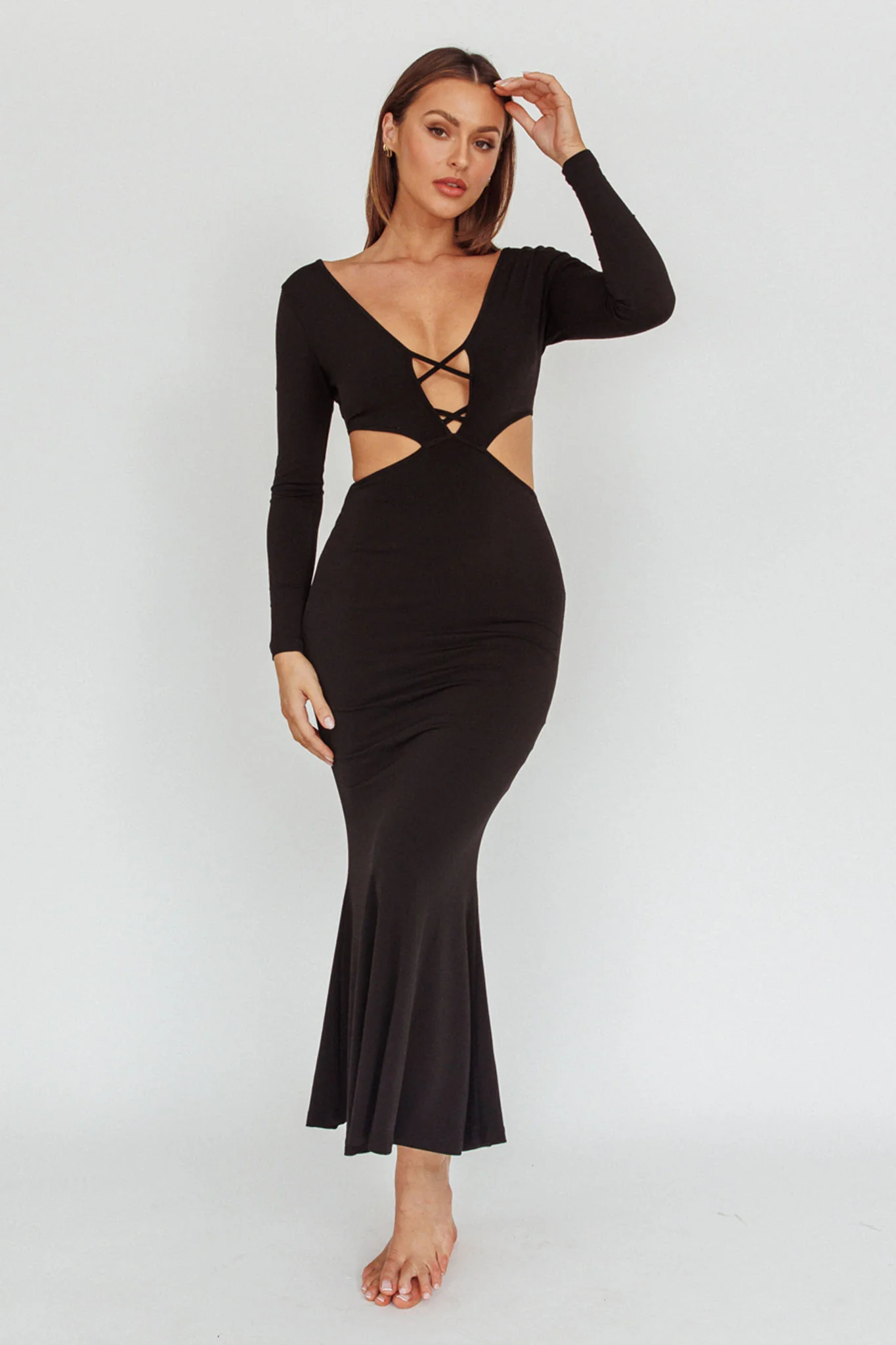 Dress Codes Cut-Out Maxi Dress Black - Image 8